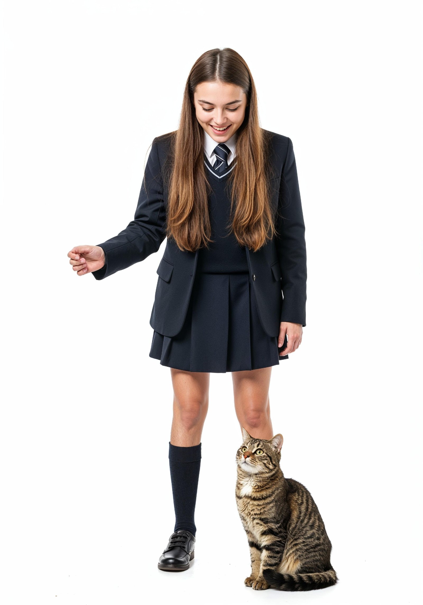 Young Woman Holding Pet Cat Lifestyle Portrait with Casual Fashion and Animal Companion