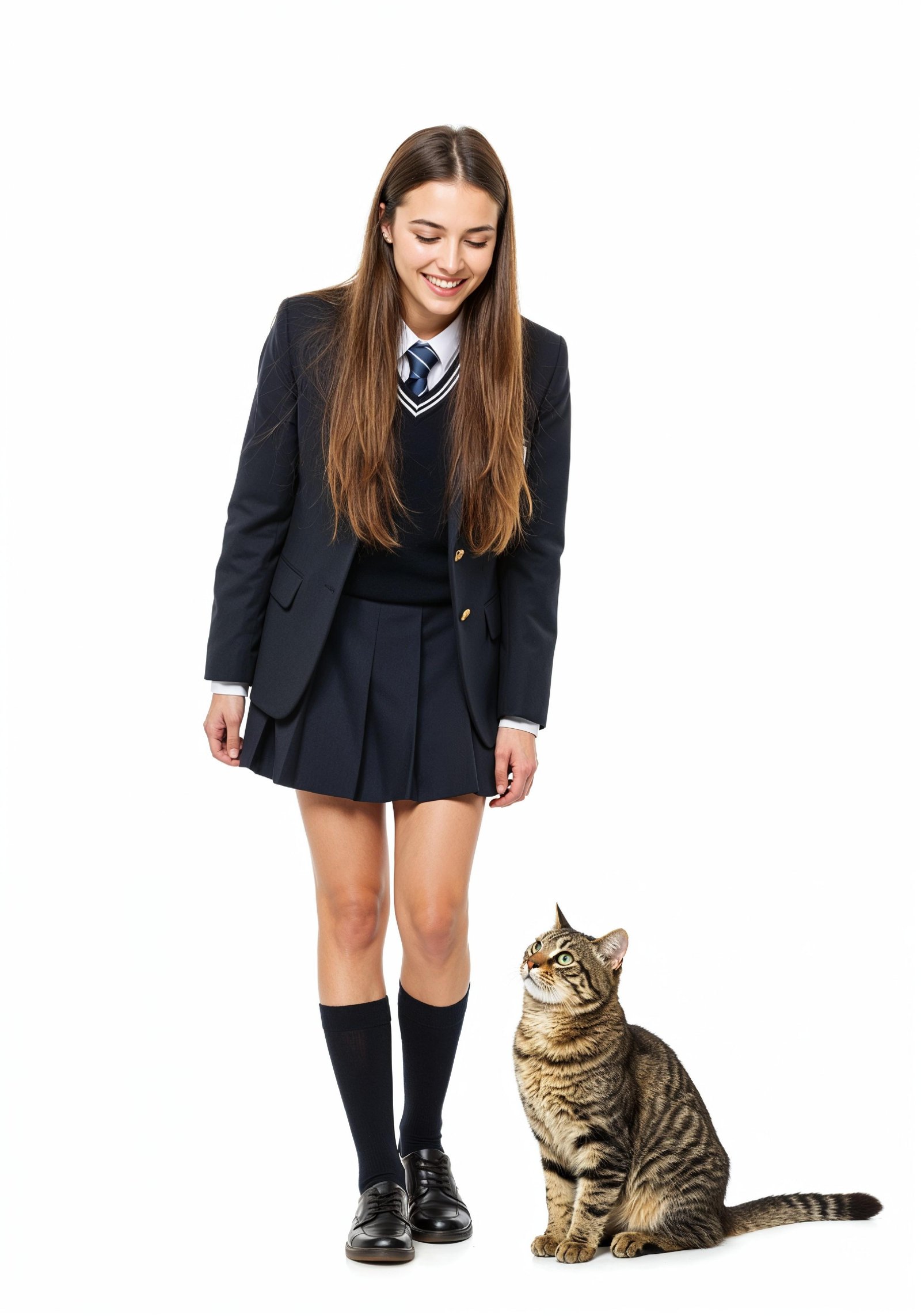 Young Woman Holding Pet Cat Lifestyle Portrait with Casual Fashion and Animal Companion