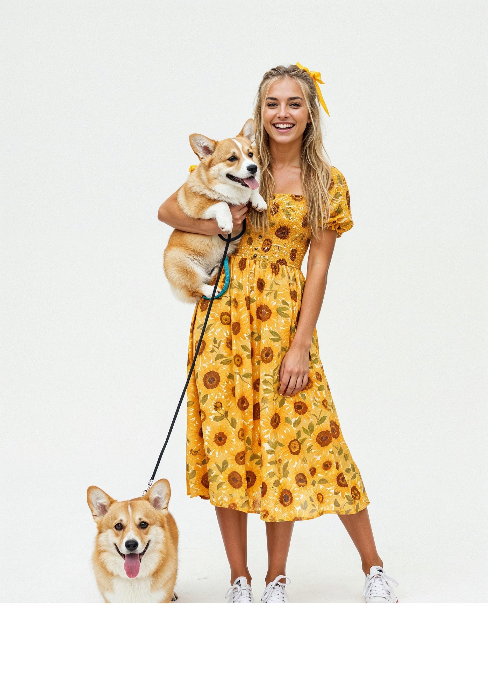 Young Woman with Pet Dog Lifestyle Portrait in Casual Fashion and Animal Companion Theme