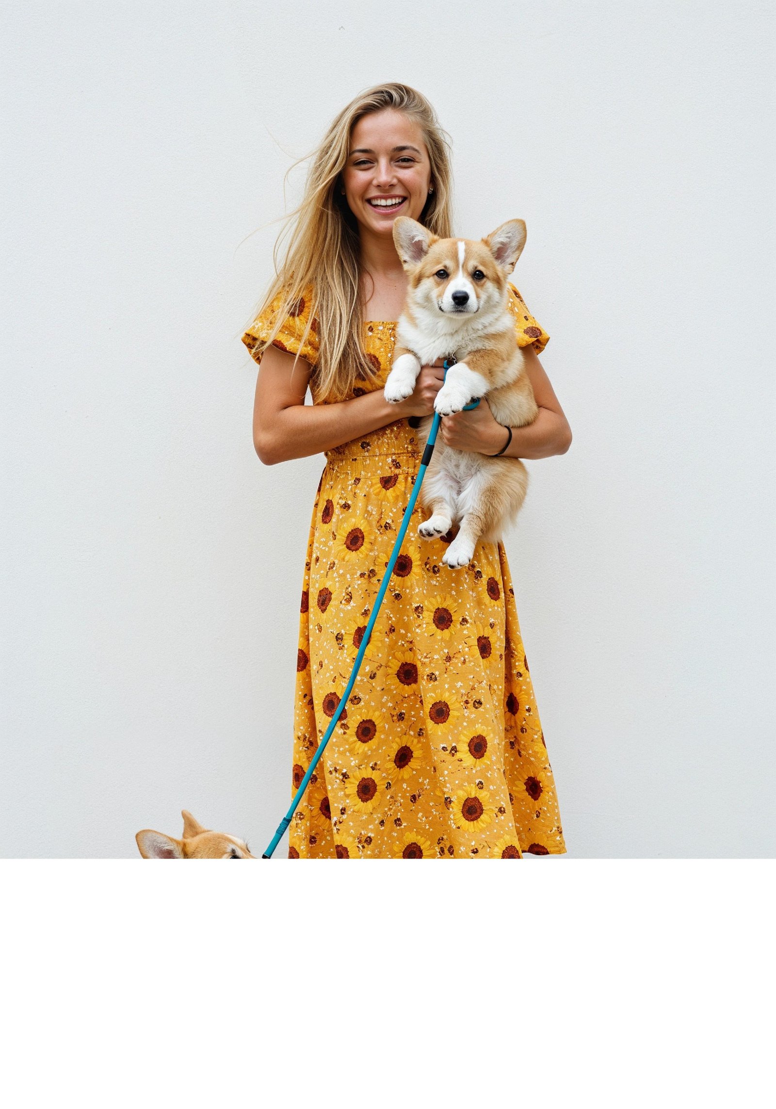 Young Woman with Pet Dog Lifestyle Portrait in Casual Fashion and Animal Companion Theme
