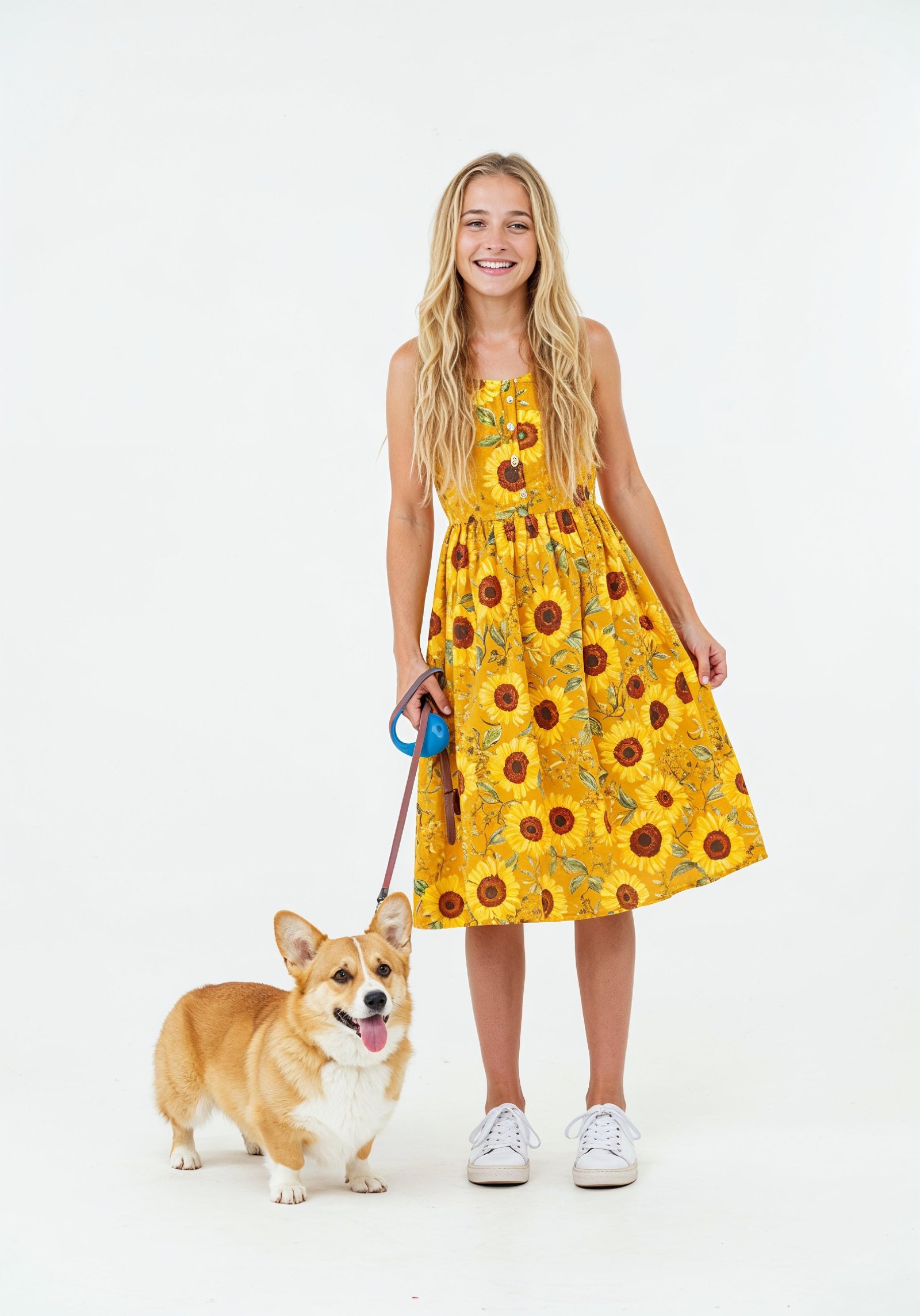 Young Woman with Pet Dog Lifestyle Portrait in Casual Fashion and Animal Companion Theme