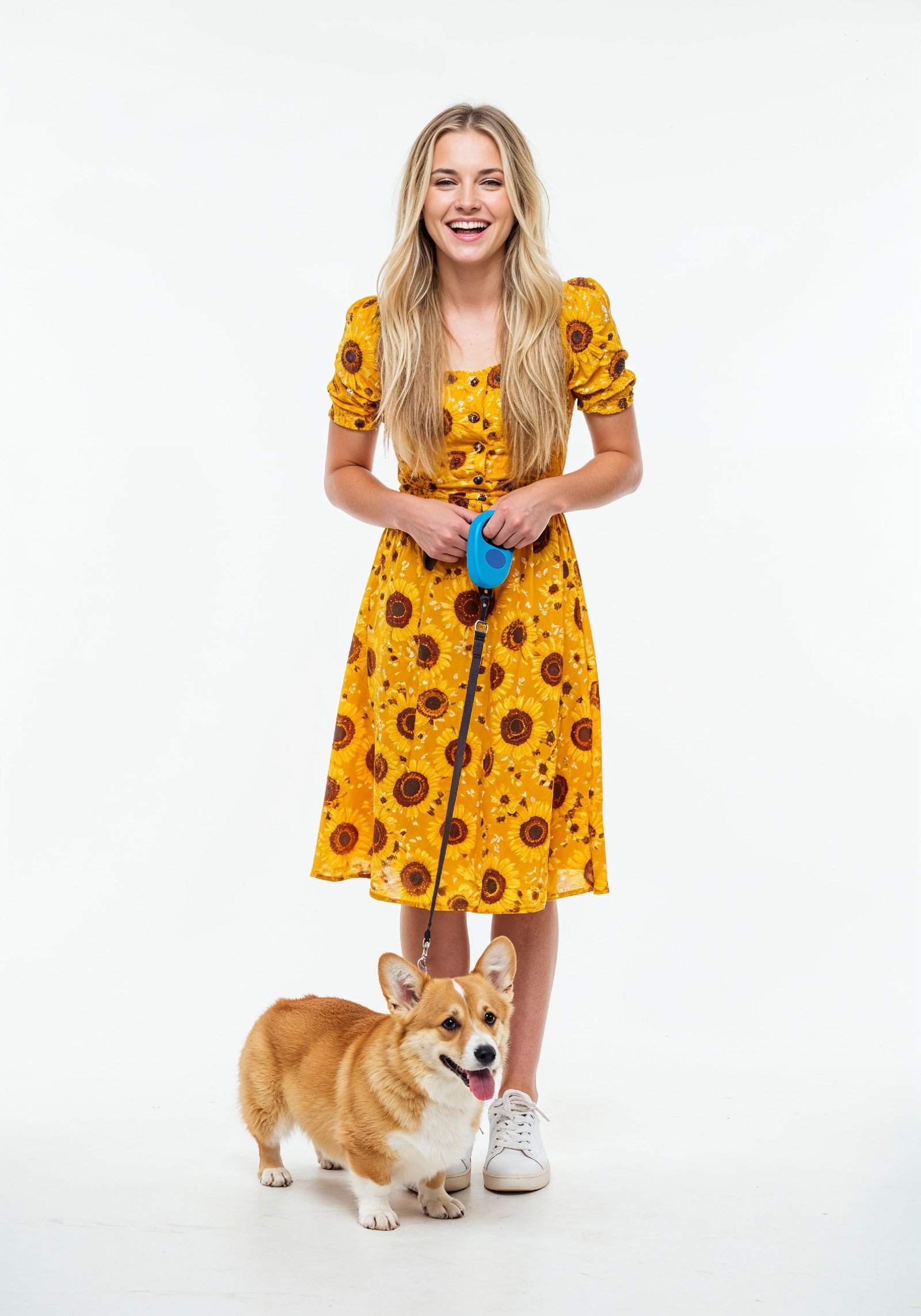 Young Woman with Pet Dog Lifestyle Portrait in Casual Fashion and Animal Companion Theme