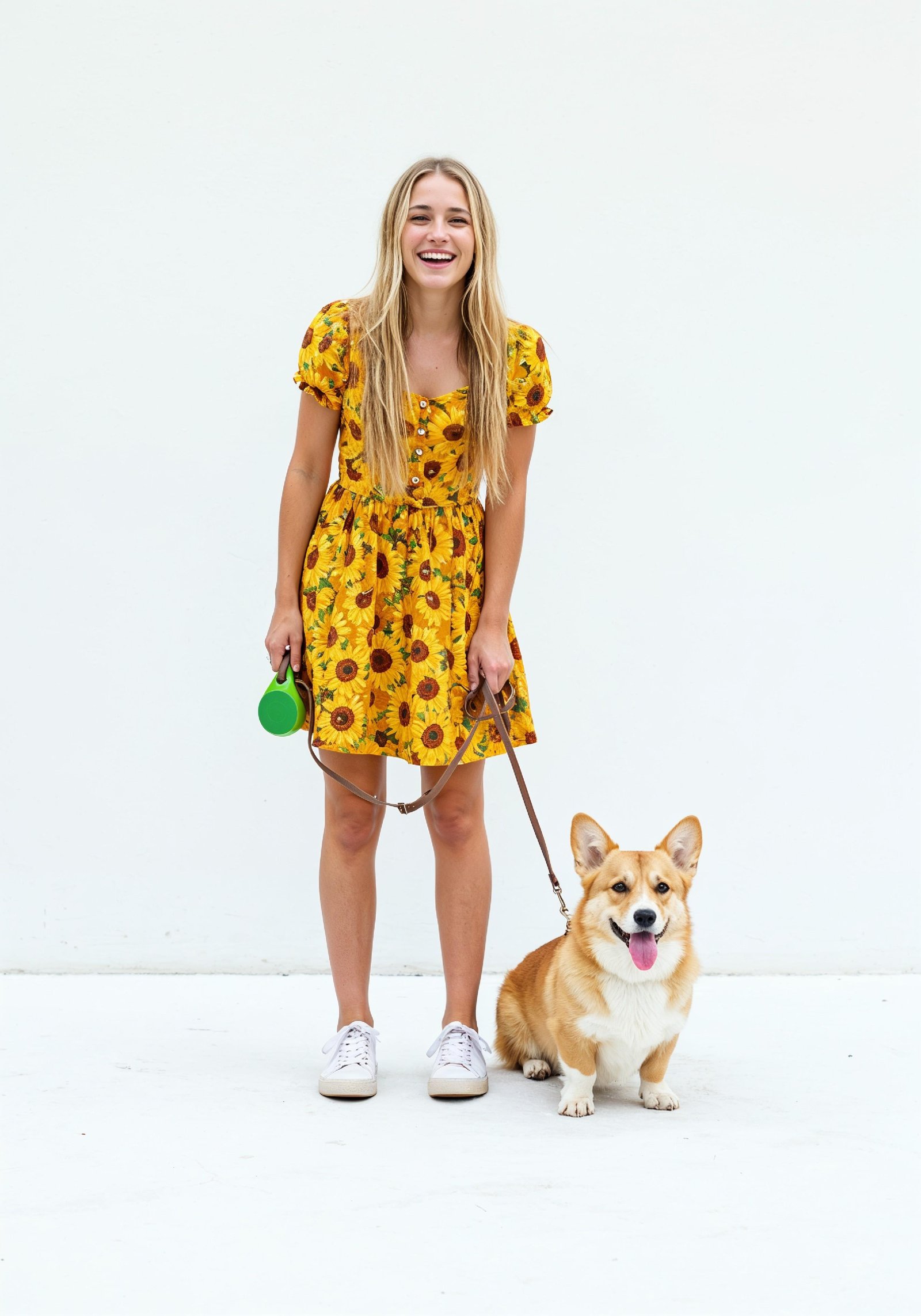 Young Woman with Pet Dog Lifestyle Portrait in Casual Fashion and Animal Companion Theme