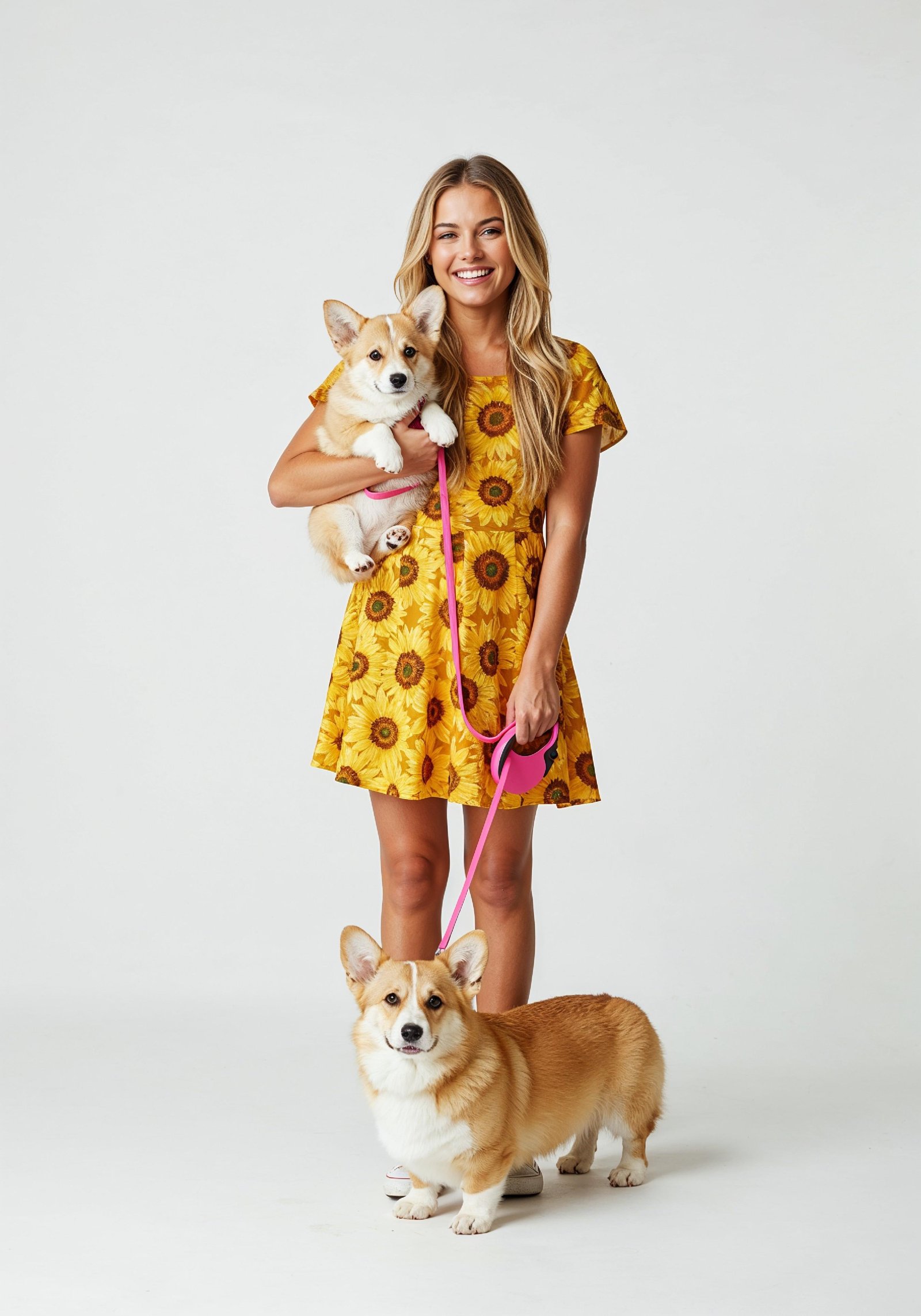 Young Woman with Pet Dog Lifestyle Portrait in Casual Fashion and Animal Companion Theme