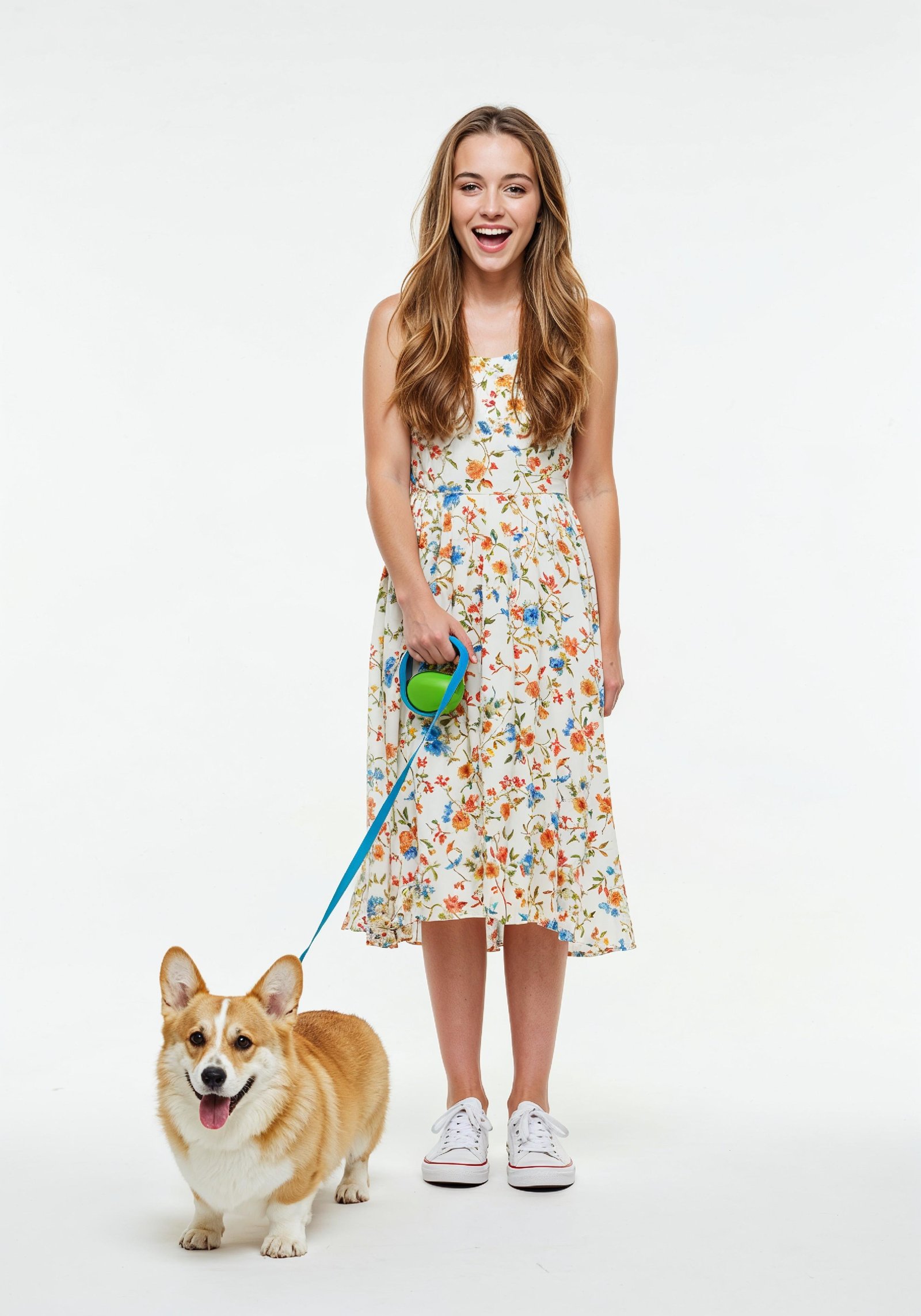 Young Woman with Pet Dog Lifestyle Portrait in Casual Fashion and Animal Companion Theme