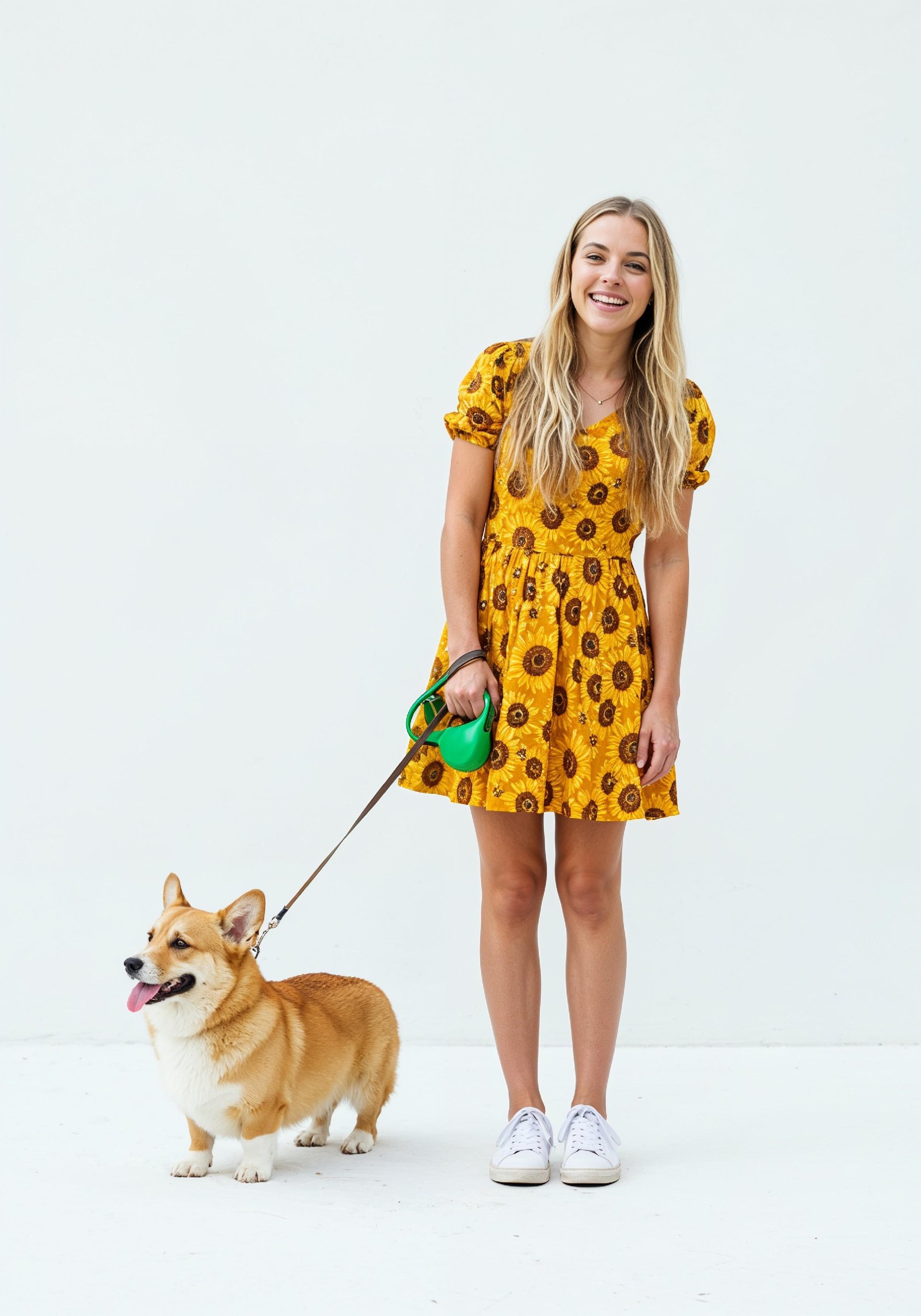 Young Woman with Pet Dog Lifestyle Portrait in Casual Fashion and Animal Companion Theme