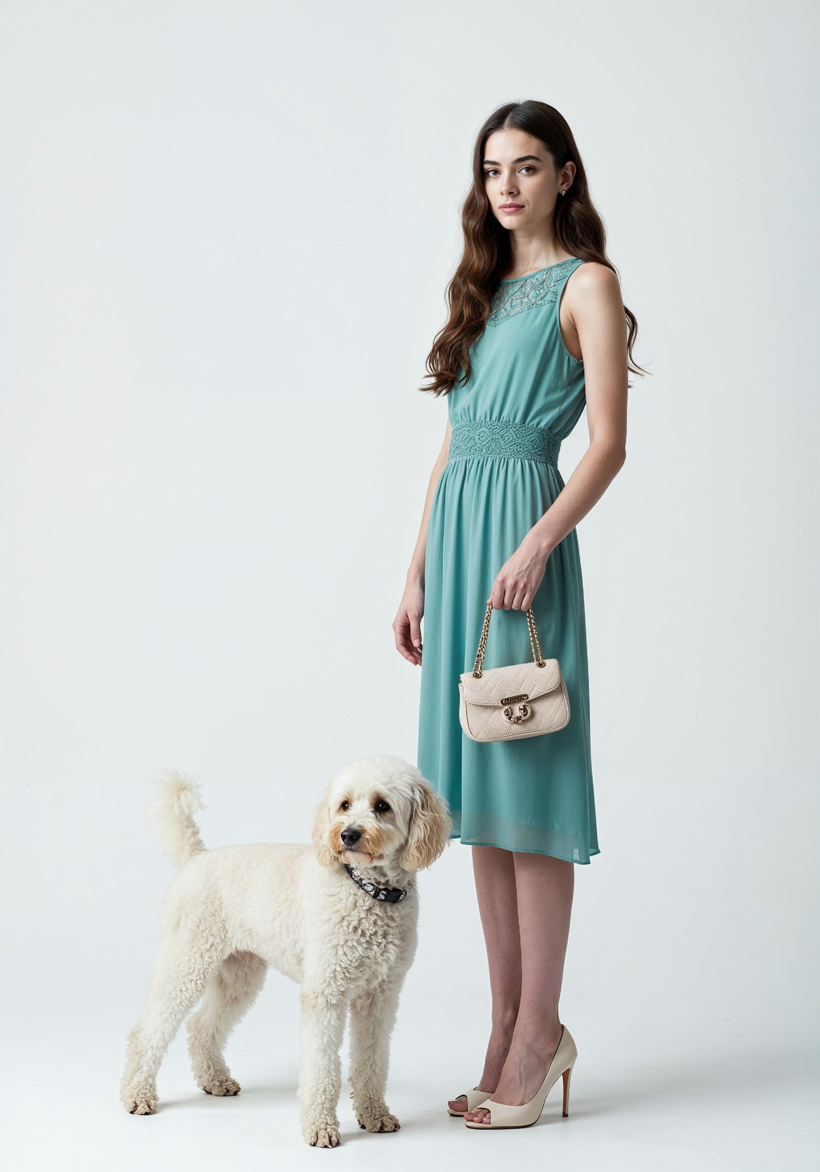 Young Woman with Pet Dog Lifestyle Portrait in Casual Fashion and Animal Companion Theme