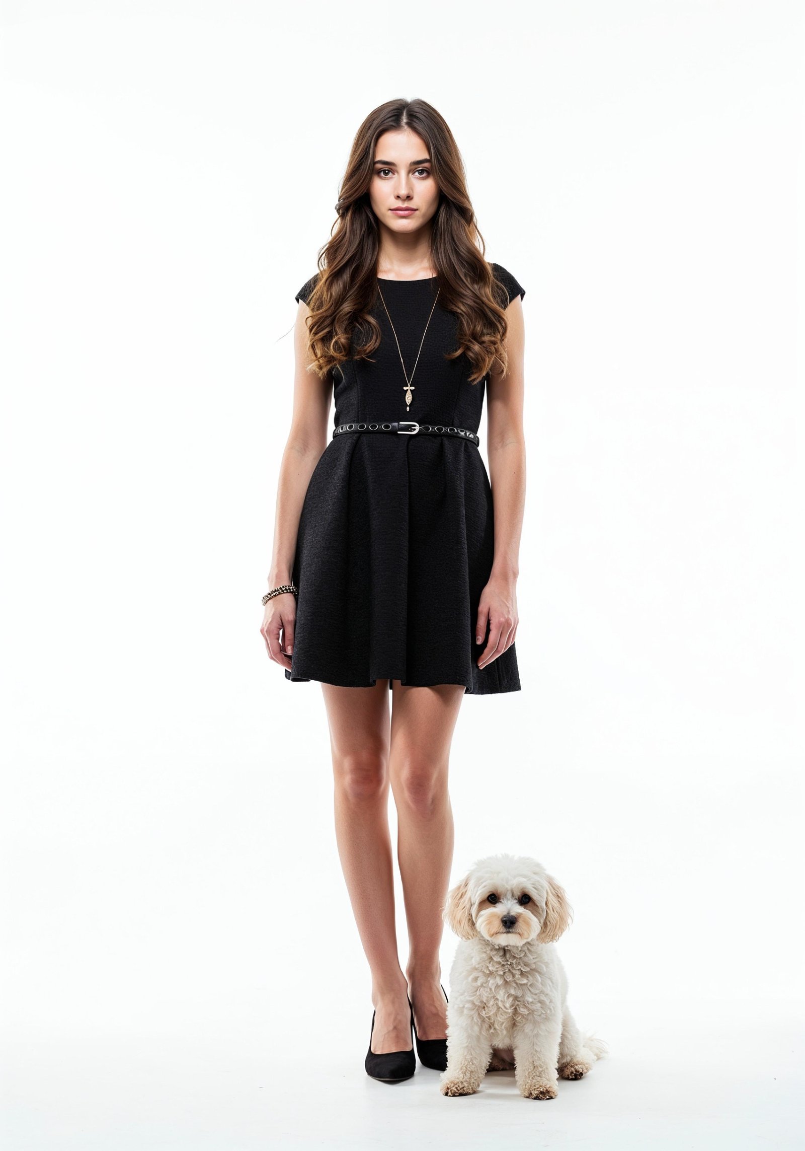 Young Woman with Pet Dog Lifestyle Portrait in Casual Fashion and Animal Companion Theme