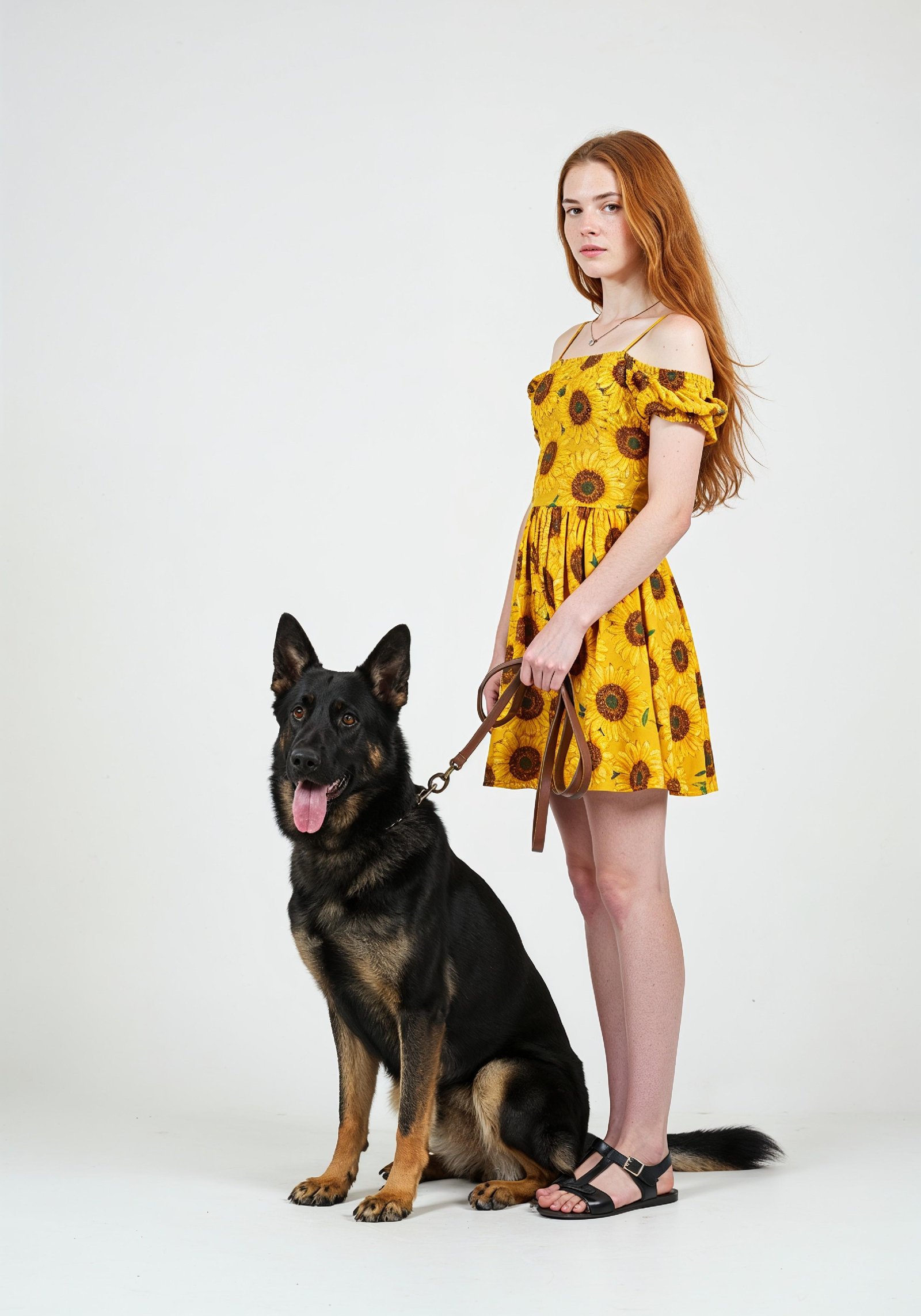 Young Woman with Pet Dog Lifestyle Portrait in Casual Fashion and Animal Companion Theme