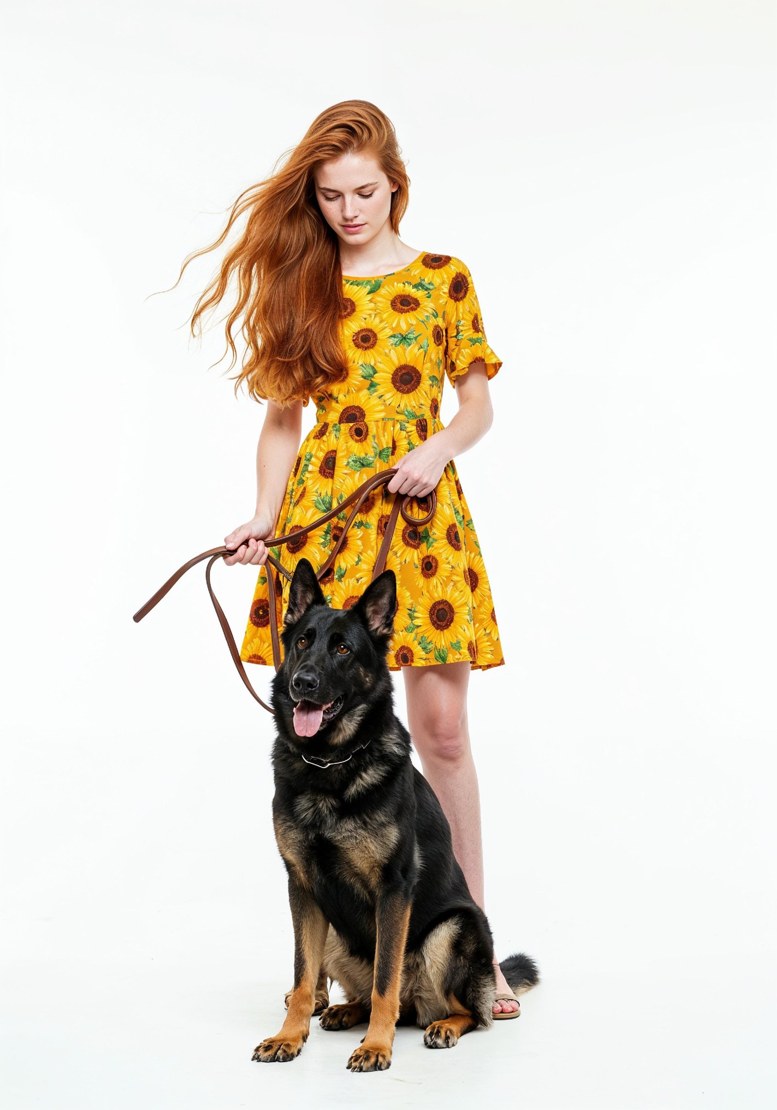 Young Woman with Pet Dog Lifestyle Portrait in Casual Fashion and Animal Companion Theme