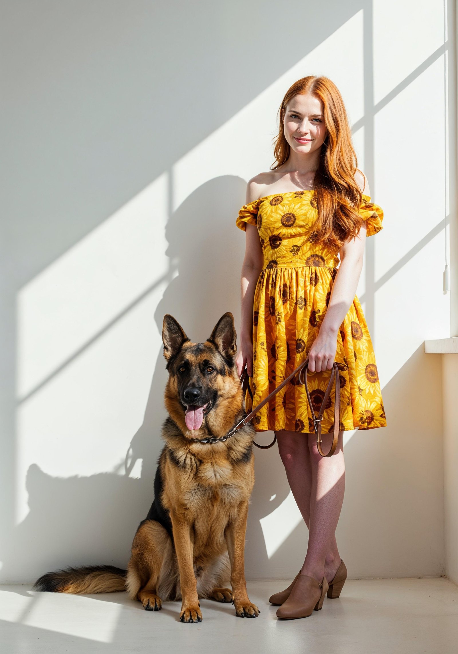 Young Woman with Pet Dog Lifestyle Portrait in Casual Fashion and Animal Companion Theme