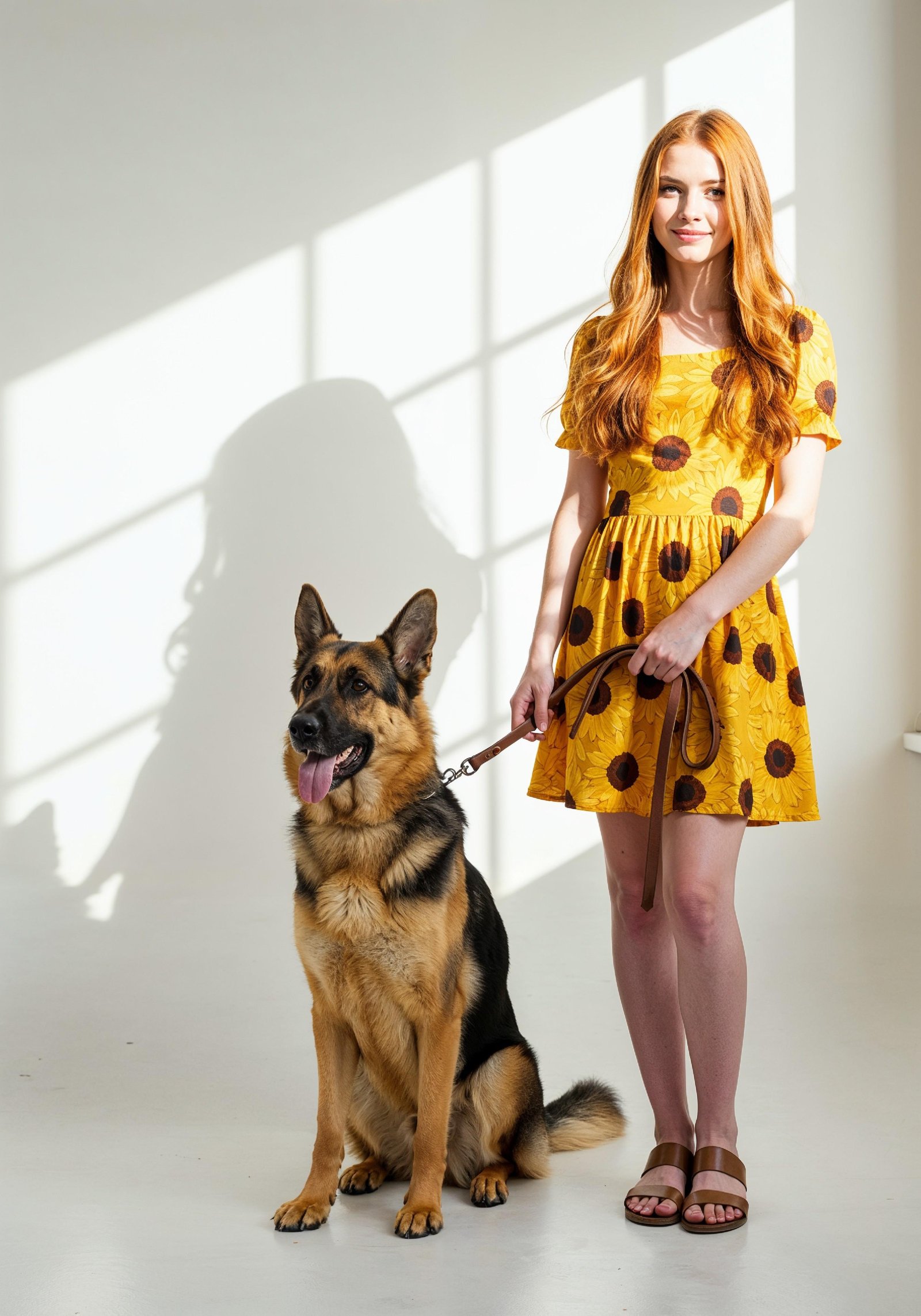 Young Woman with Pet Dog Lifestyle Portrait in Casual Fashion and Animal Companion Theme