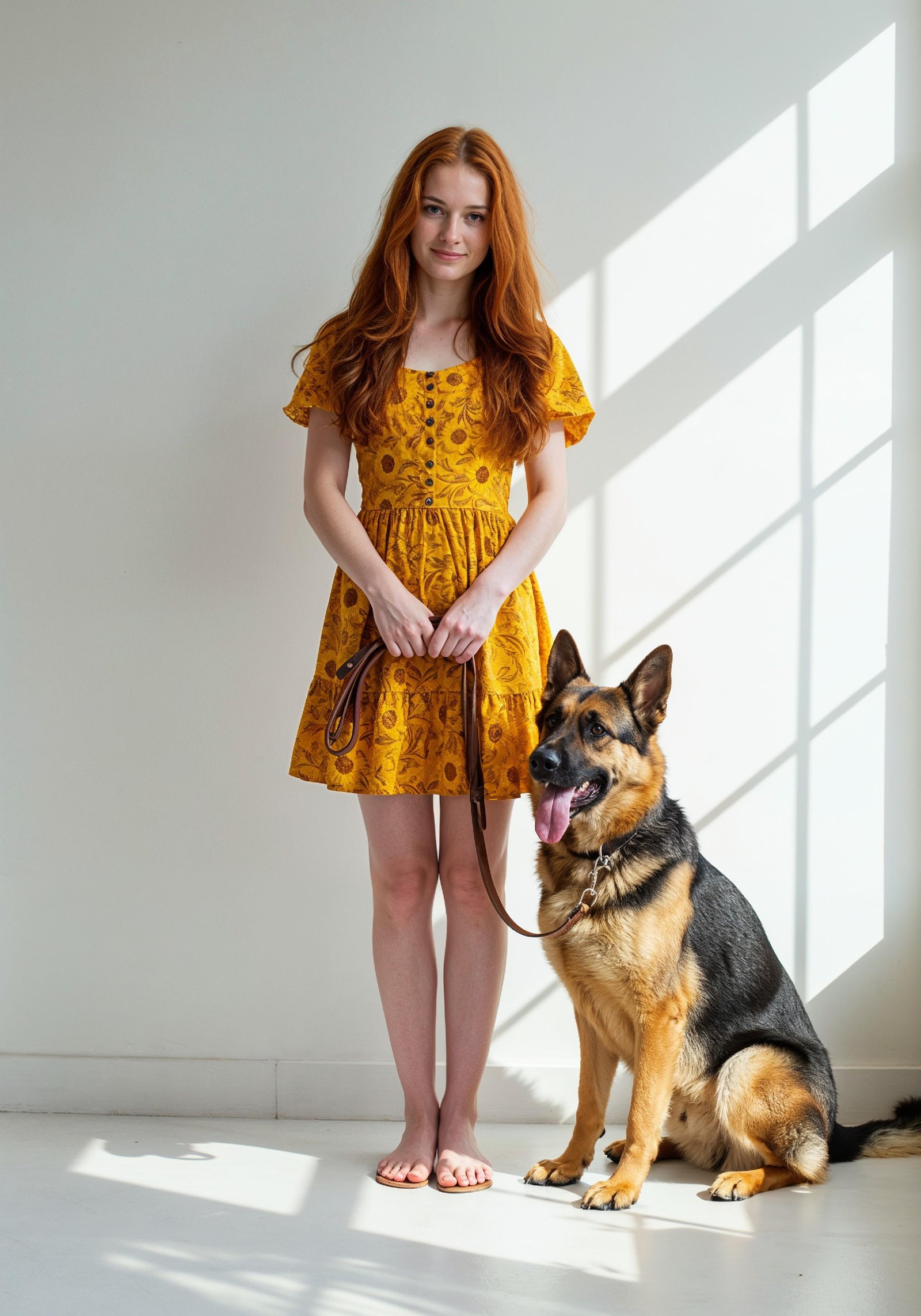 Young Woman with Pet Dog Lifestyle Portrait in Casual Fashion and Animal Companion Theme