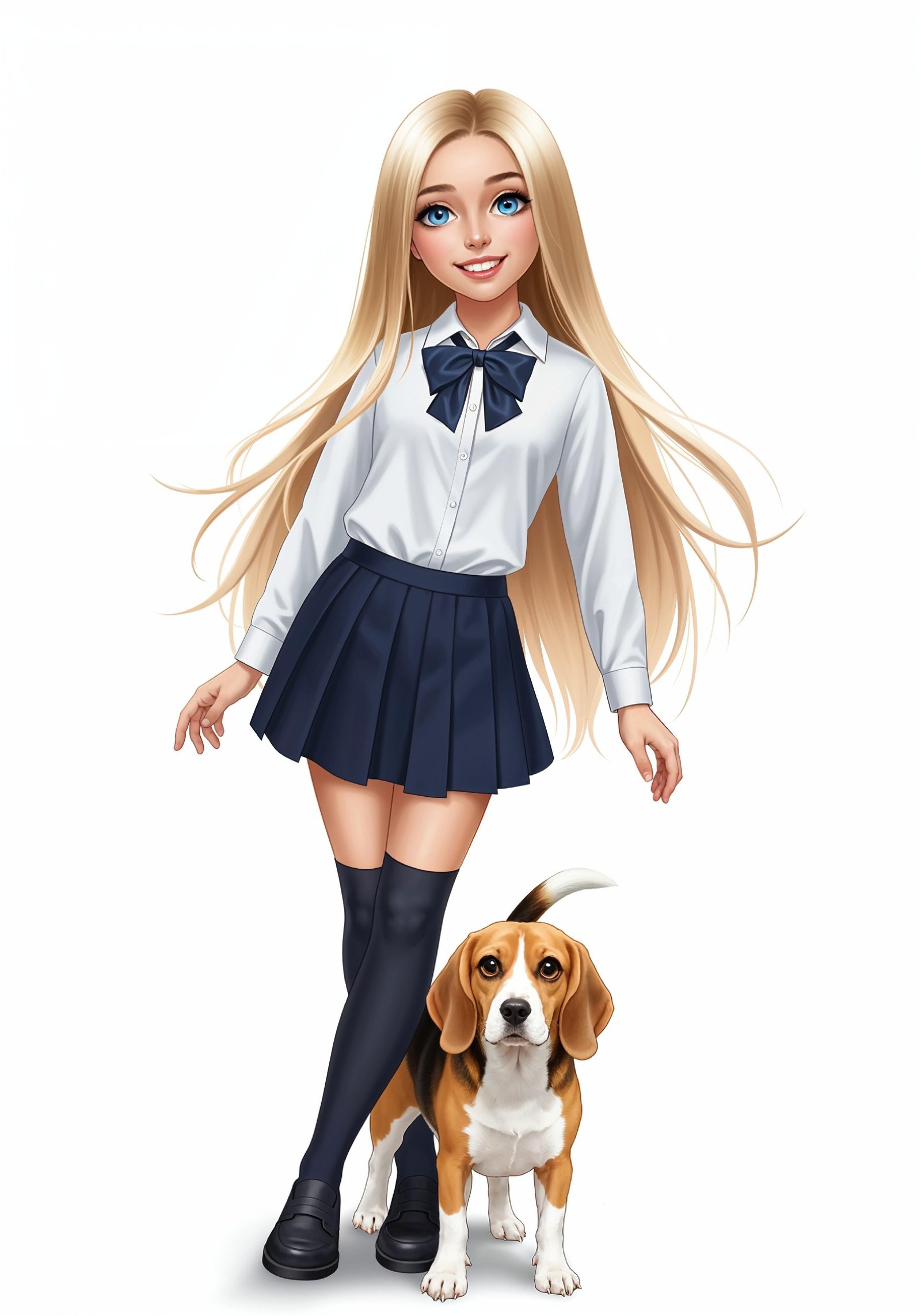 Young Woman with Pet Dog Lifestyle Portrait in Casual Fashion and Animal Companion Theme