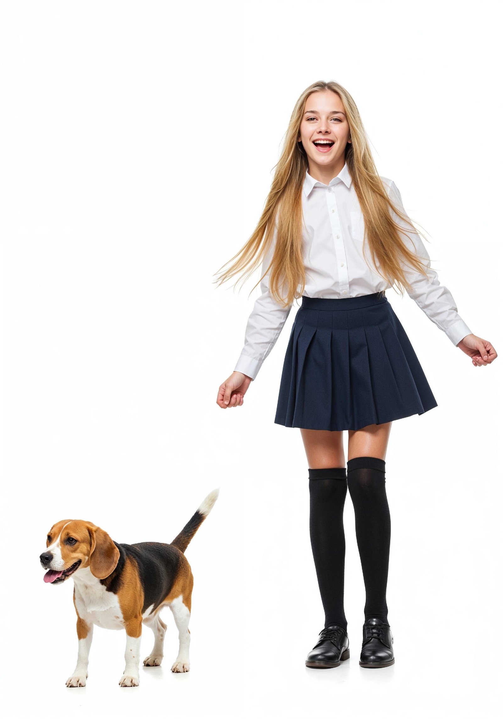 Young Woman with Pet Dog Lifestyle Portrait in Casual Fashion and Animal Companion Theme
