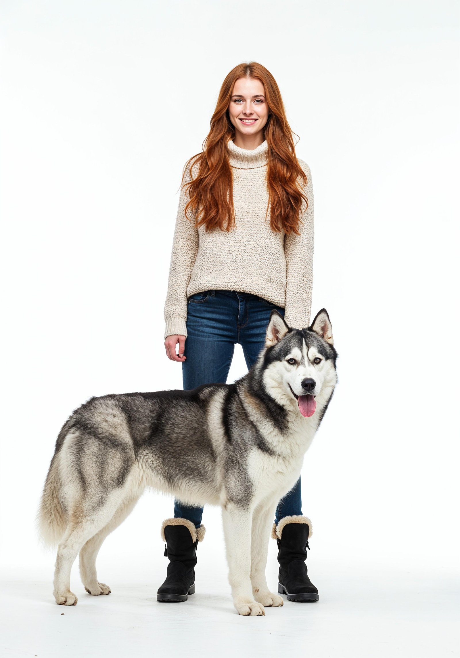 Young Woman with Pet Dog Lifestyle Portrait in Casual Fashion and Animal Companion Theme