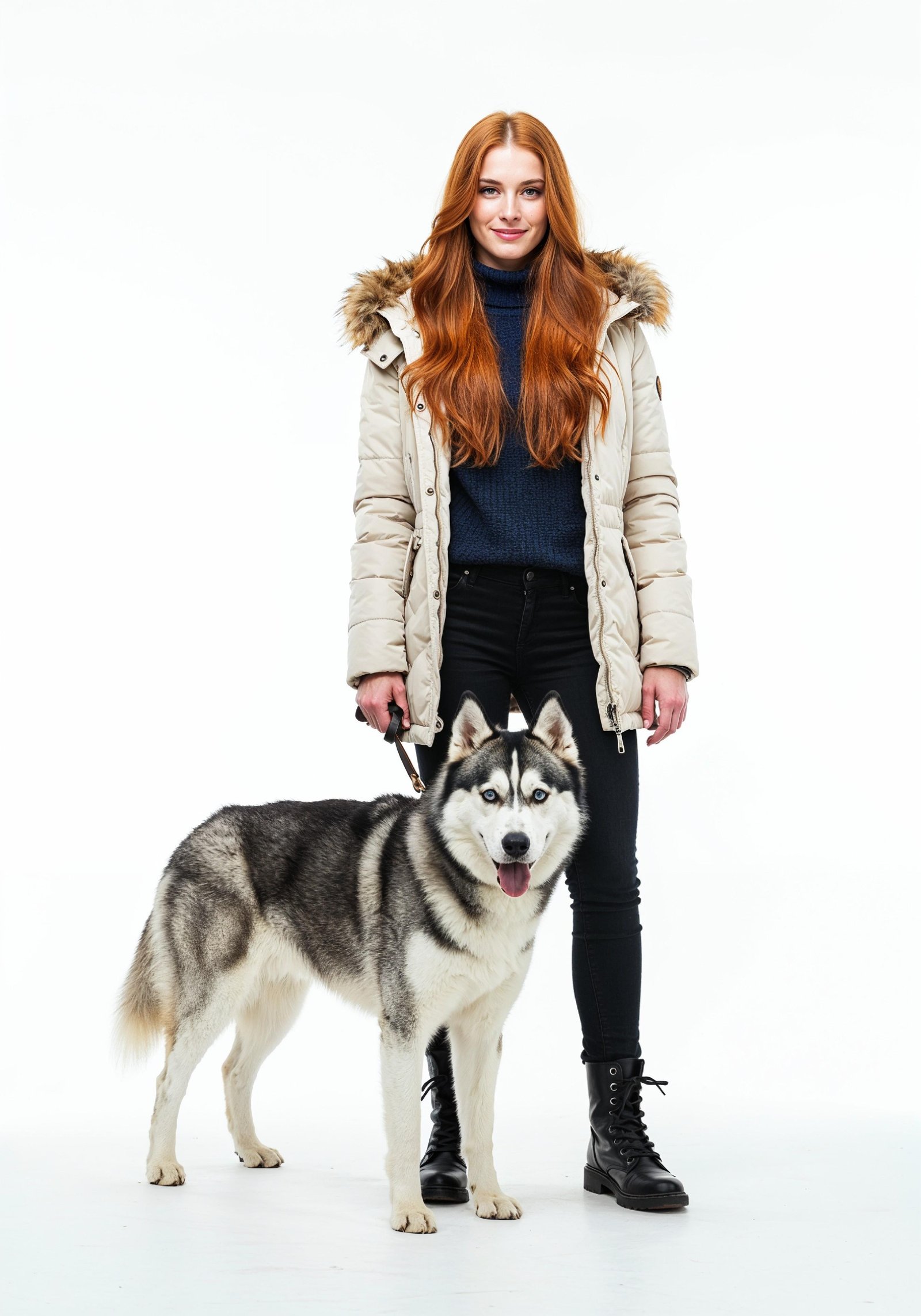 Young Woman with Pet Dog Lifestyle Portrait in Casual Fashion and Animal Companion Theme