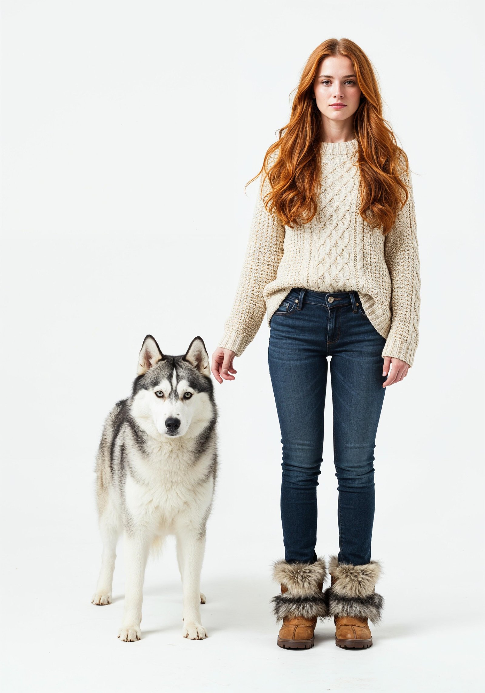 Young Woman with Pet Dog Lifestyle Portrait in Casual Fashion and Animal Companion Theme