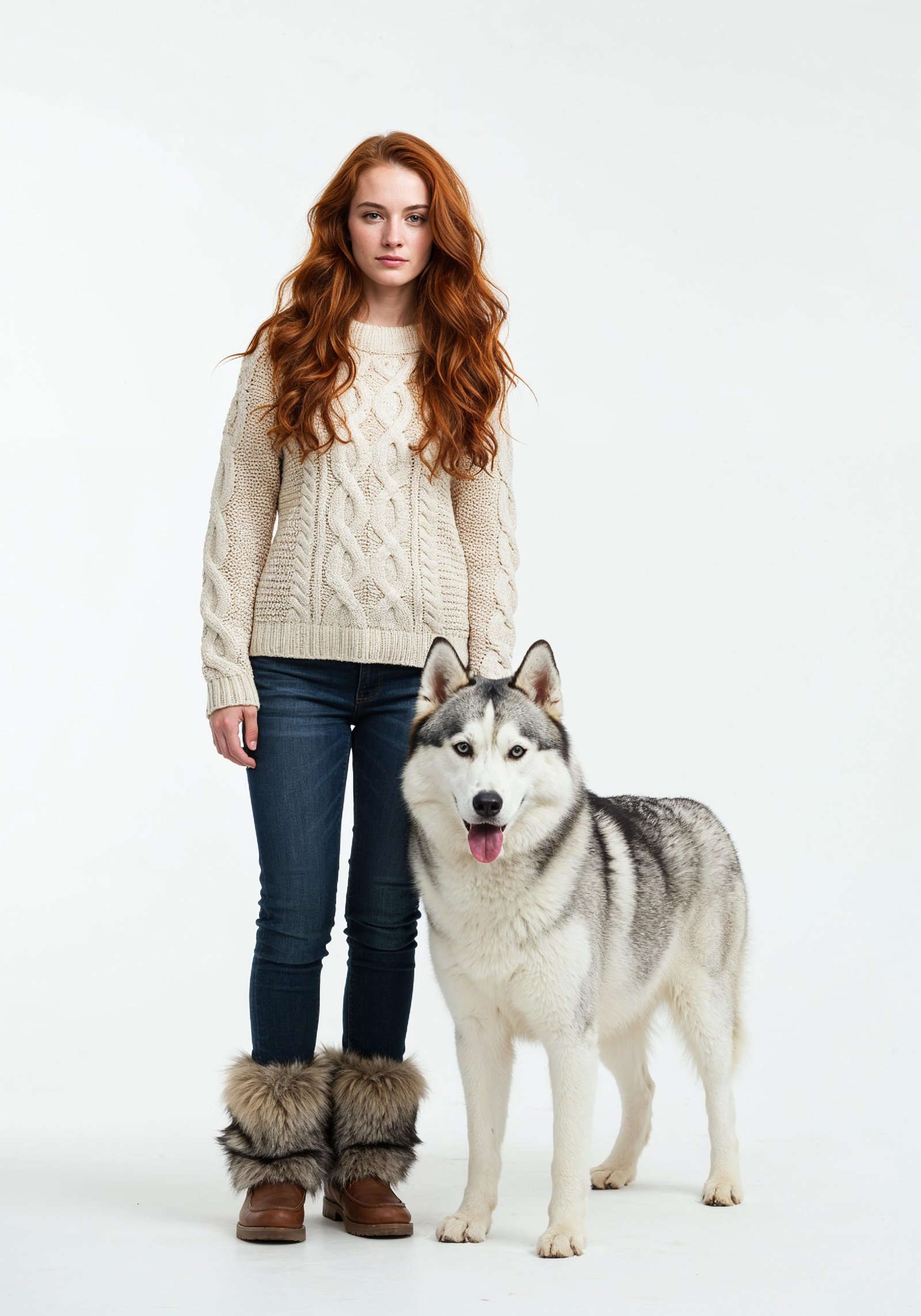 Young Woman with Pet Dog Lifestyle Portrait in Casual Fashion and Animal Companion Theme