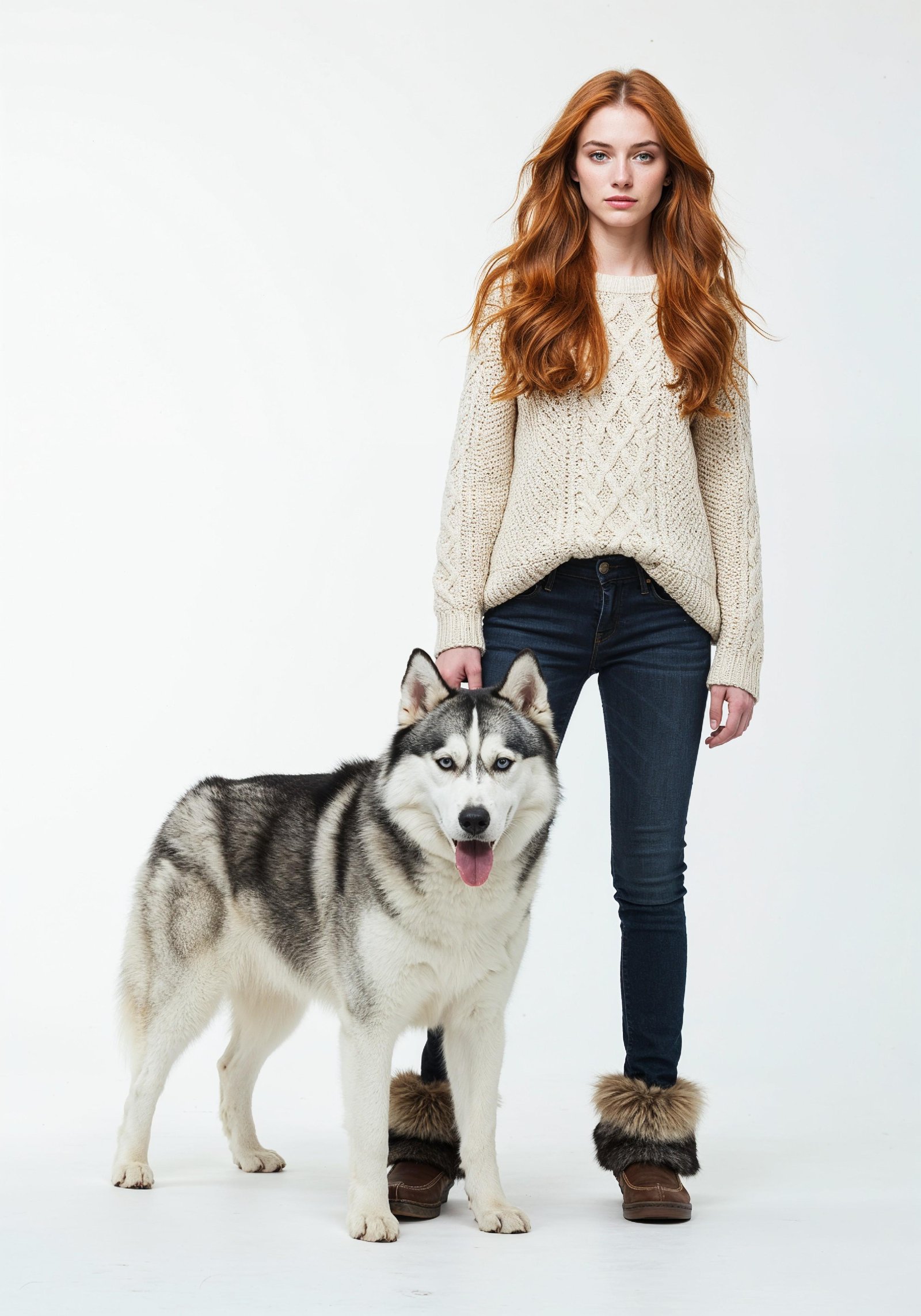 Young Woman with Pet Dog Lifestyle Portrait in Casual Fashion and Animal Companion Theme