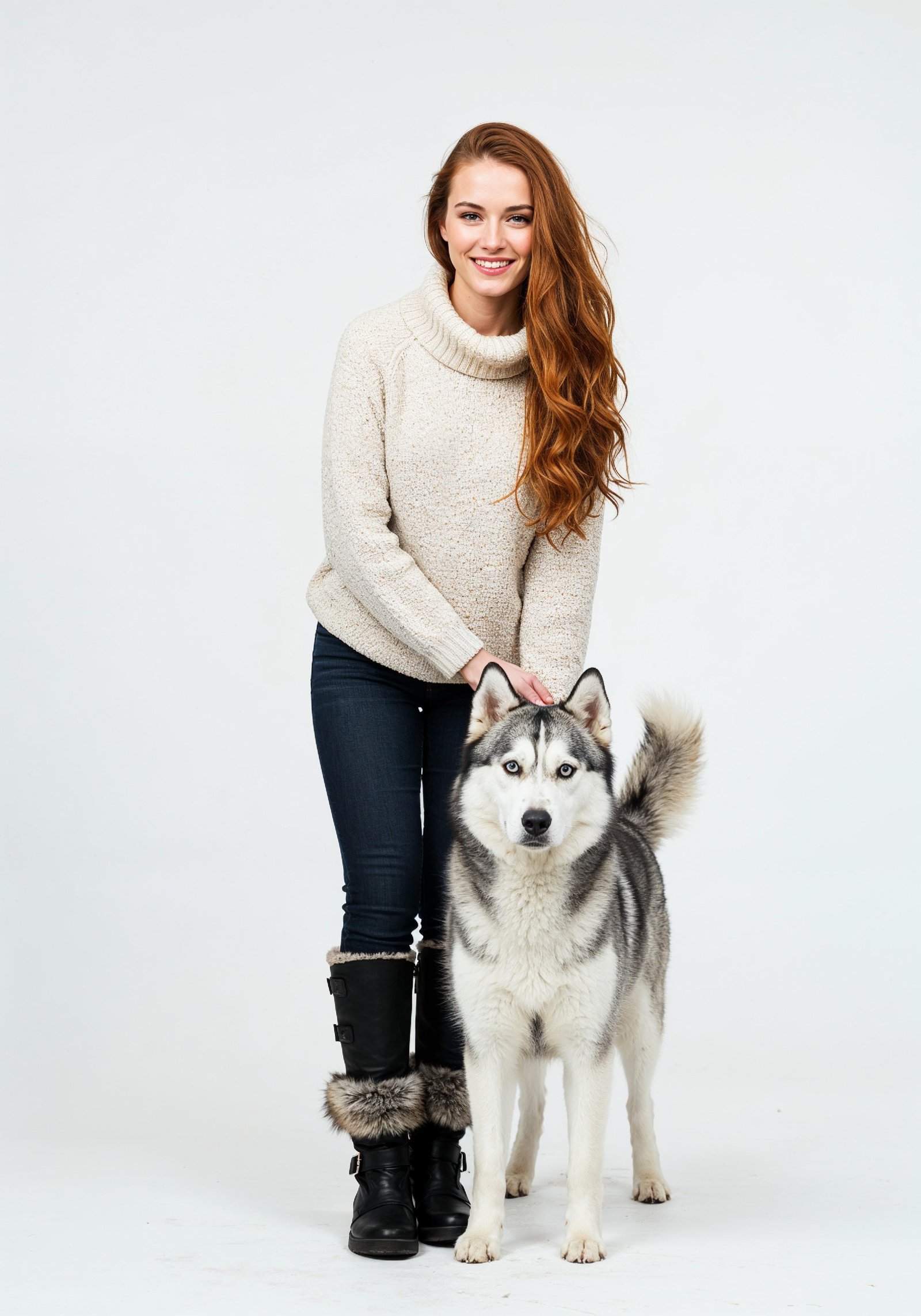Young Woman with Pet Dog Lifestyle Portrait in Casual Fashion and Animal Companion Theme