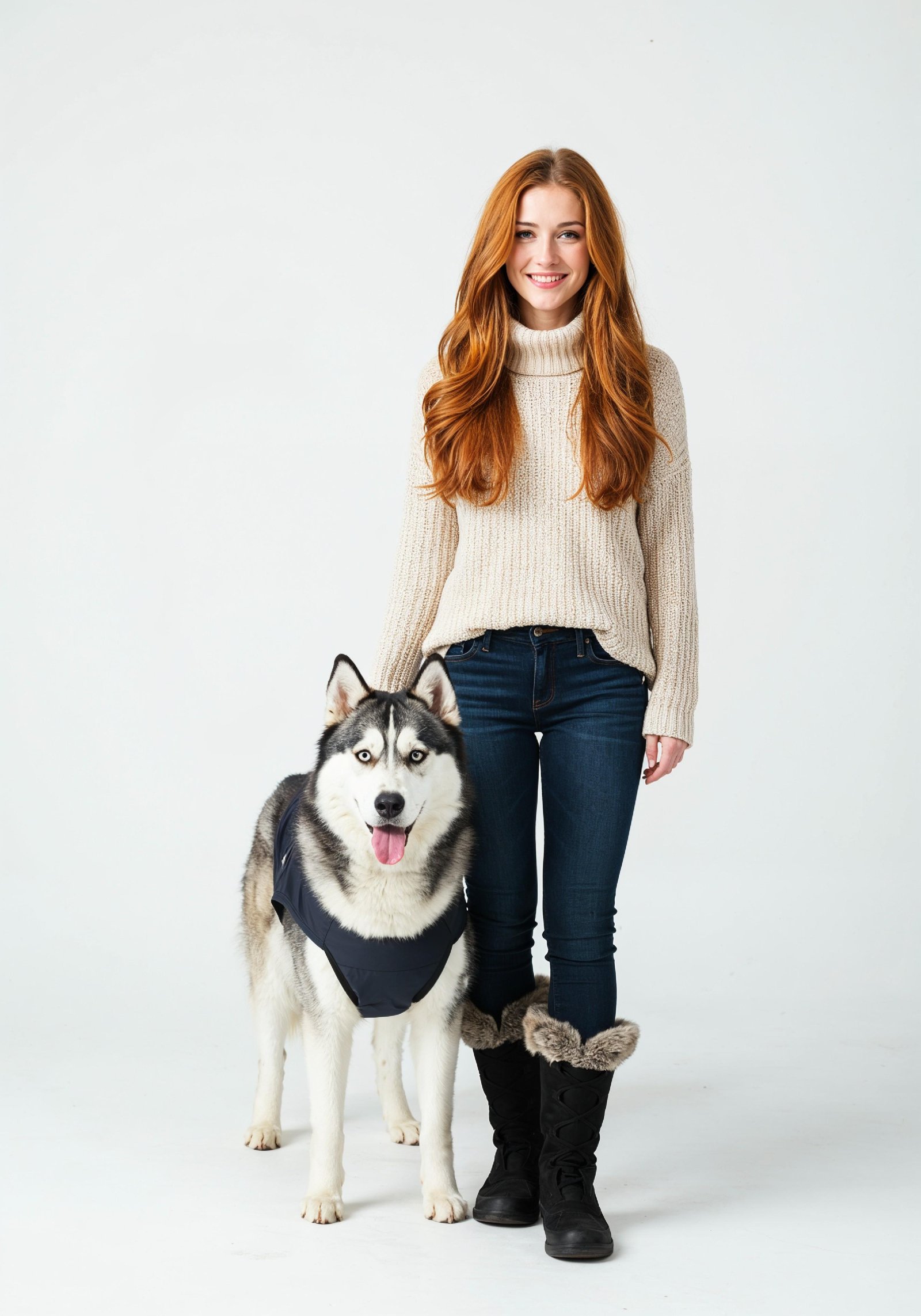 Young Woman with Pet Dog Lifestyle Portrait in Casual Fashion and Animal Companion Theme