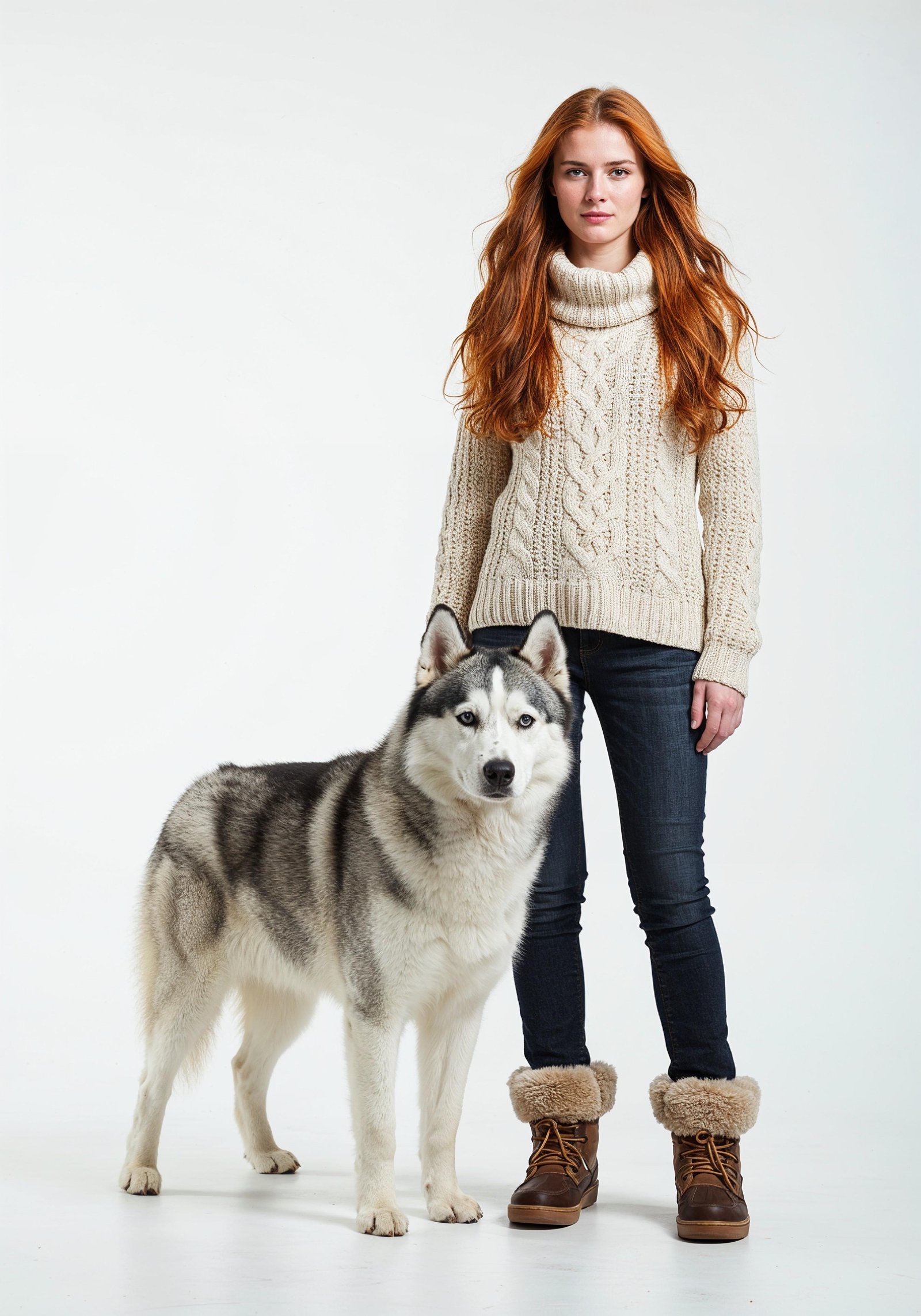 Young Woman with Pet Dog Lifestyle Portrait in Casual Fashion and Animal Companion Theme