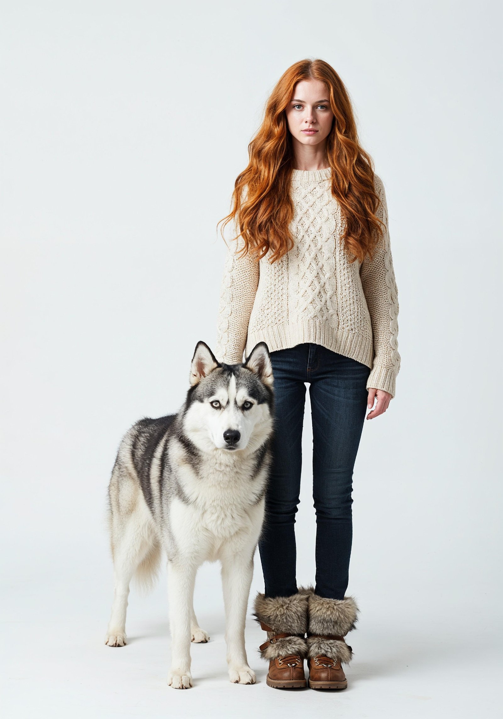 Young Woman with Pet Dog Lifestyle Portrait in Casual Fashion and Animal Companion Theme