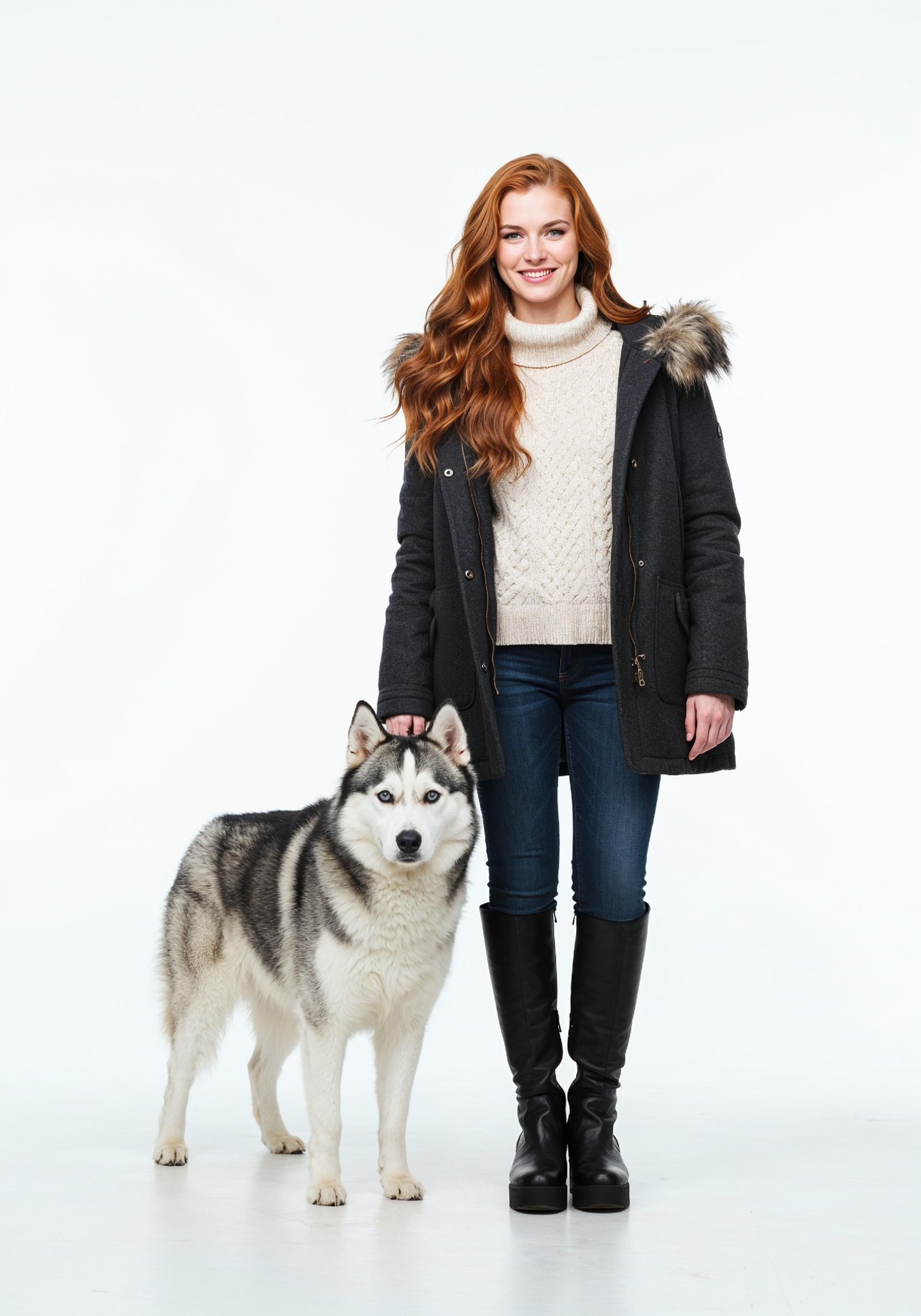 Young Woman with Pet Dog Lifestyle Portrait in Casual Fashion and Animal Companion Theme