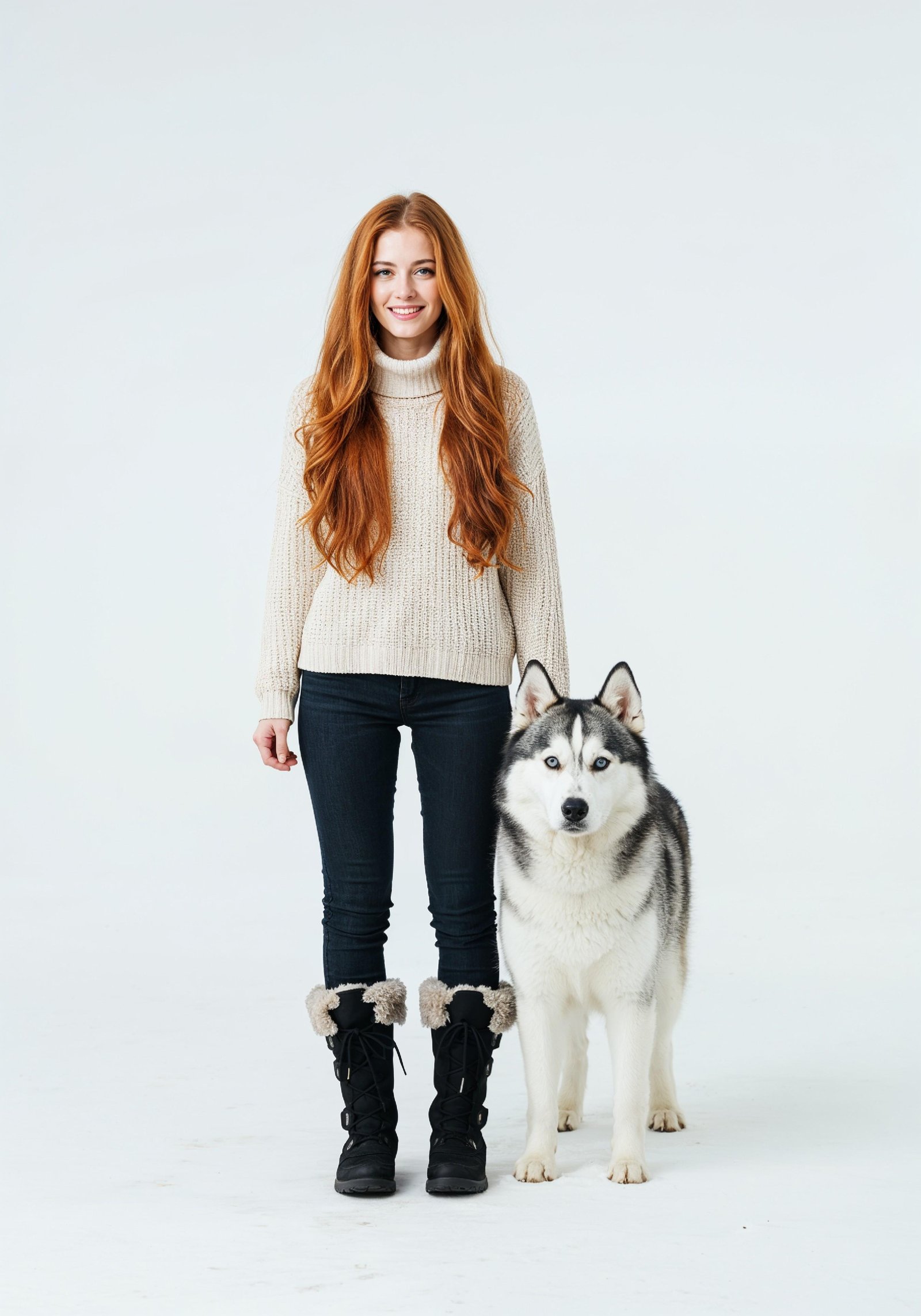 Young Woman with Pet Dog Lifestyle Portrait in Casual Fashion and Animal Companion Theme