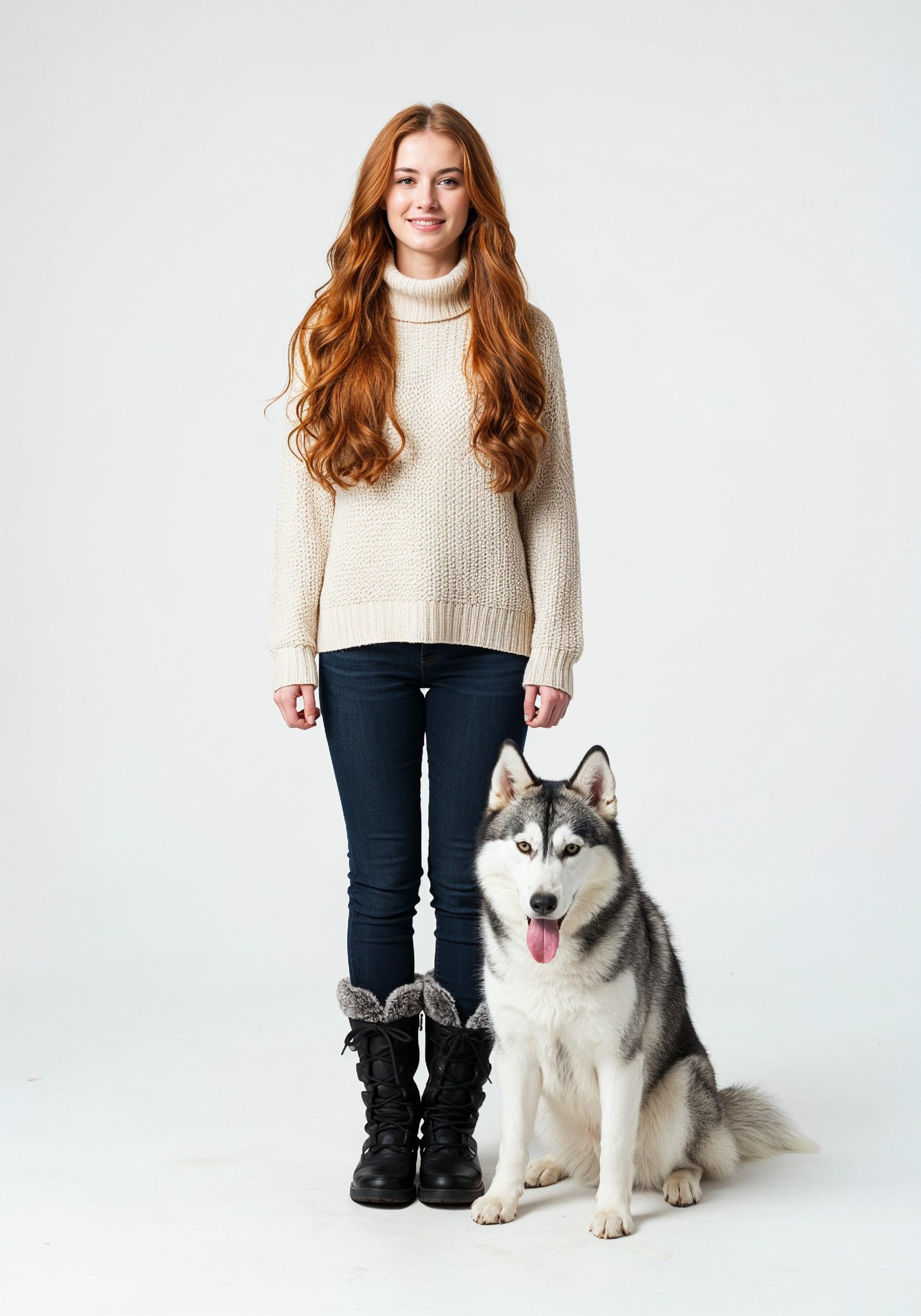 Young Woman with Pet Dog Lifestyle Portrait in Casual Fashion and Animal Companion Theme