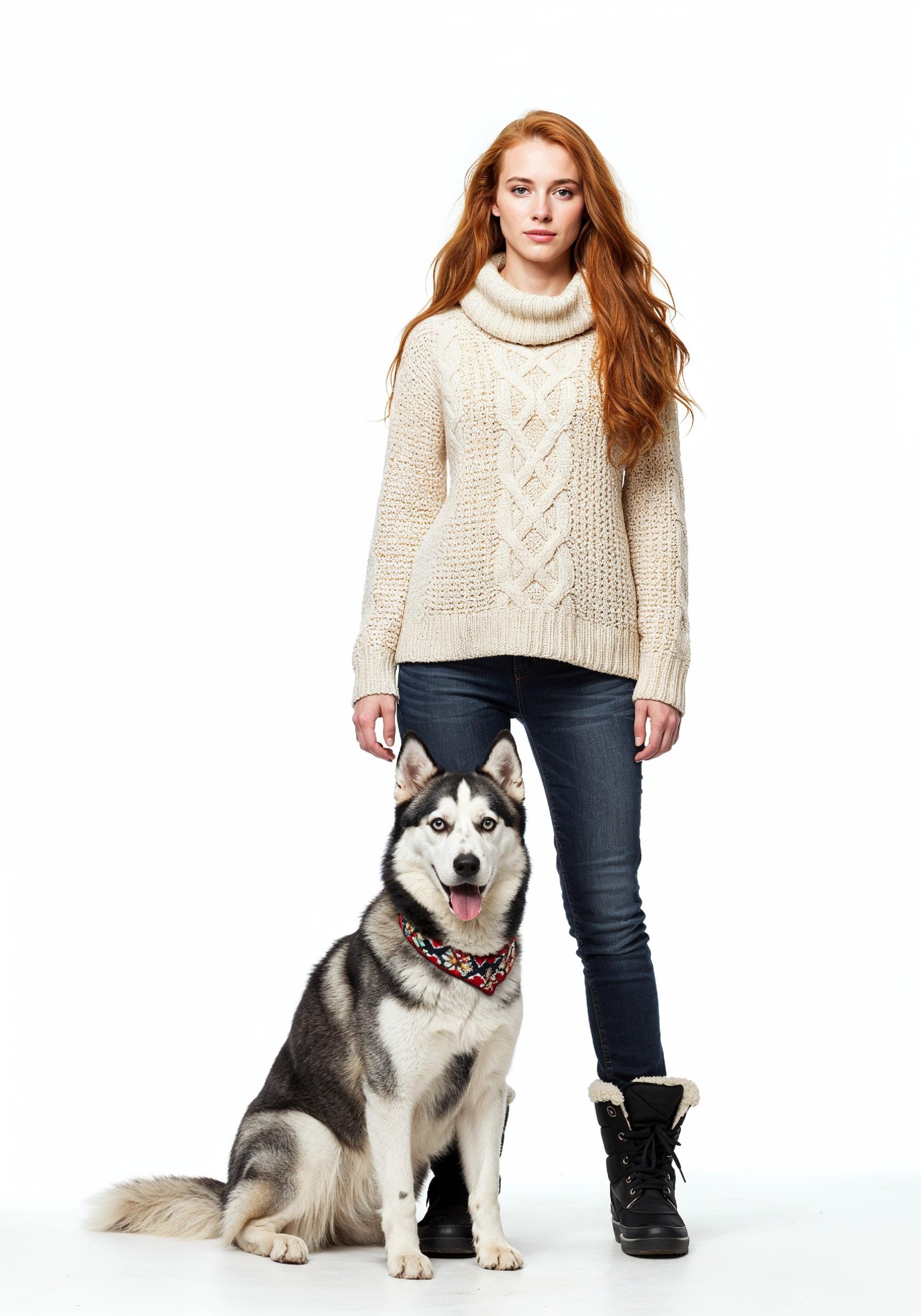 Young Woman with Pet Dog Lifestyle Portrait in Casual Fashion and Animal Companion Theme