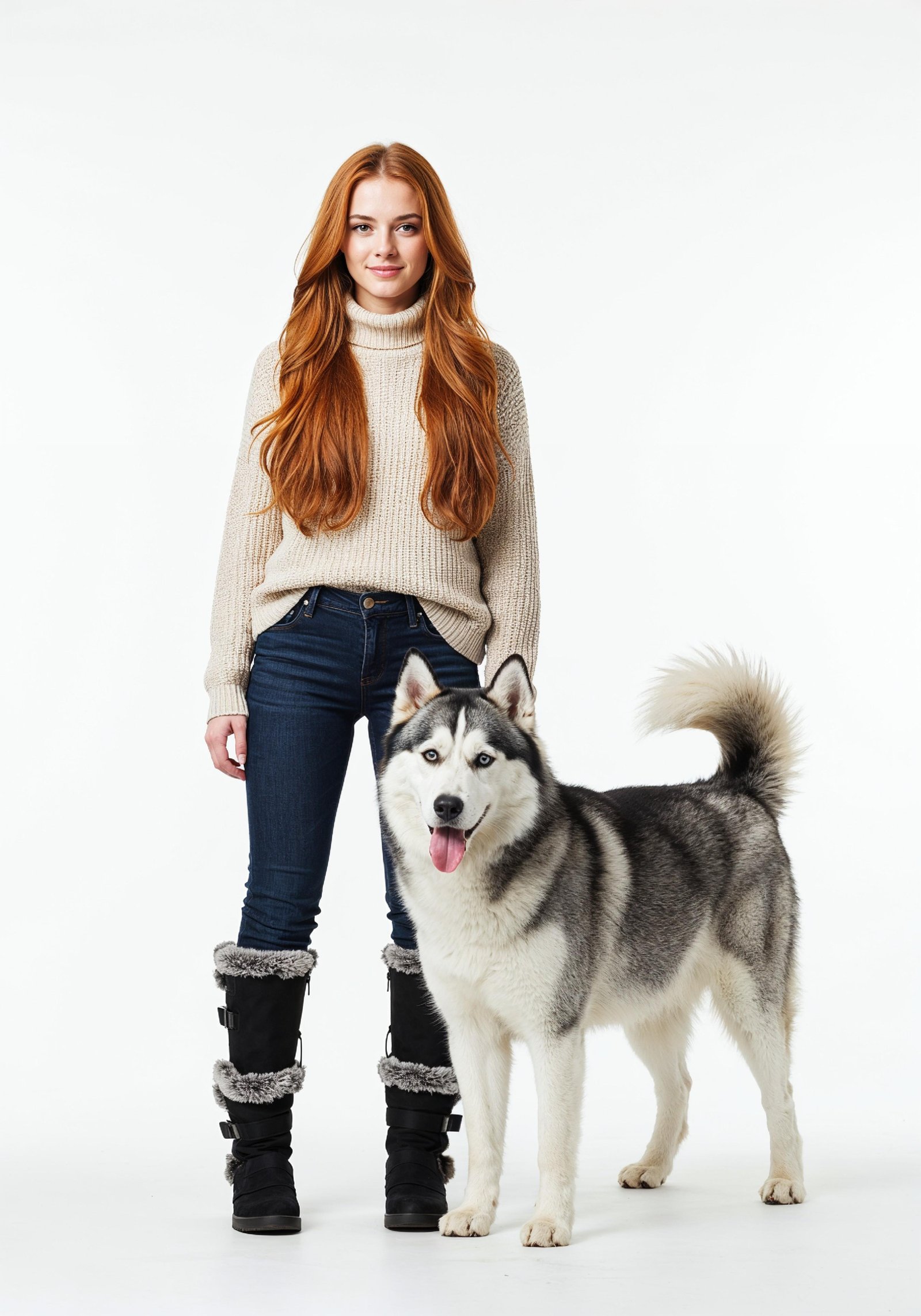 Young Woman with Pet Dog Lifestyle Portrait in Casual Fashion and Animal Companion Theme