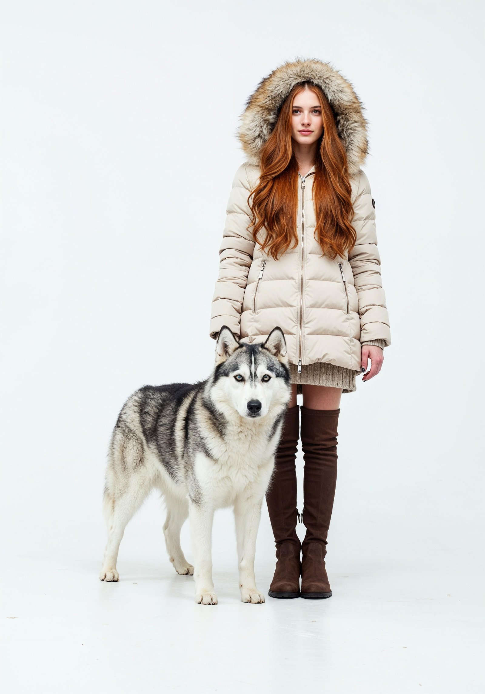 Young Woman with Pet Dog Lifestyle Portrait in Casual Fashion and Animal Companion Theme