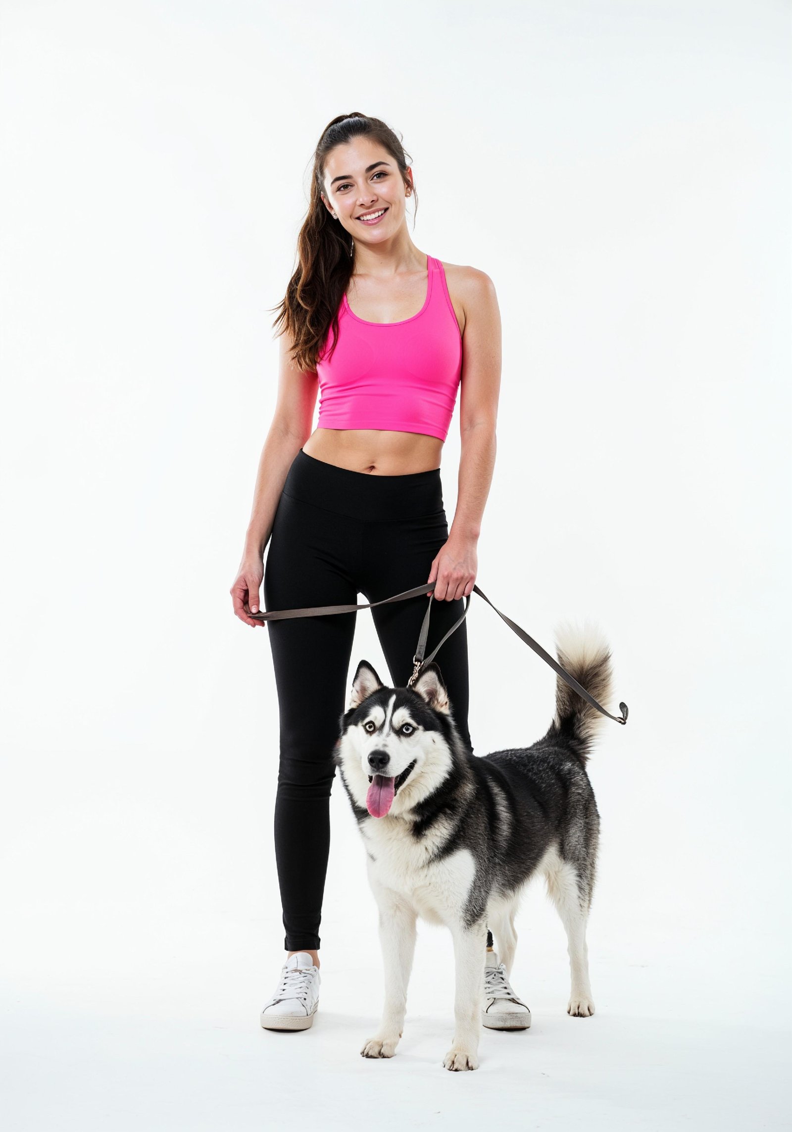 Young Woman with Pet Dog Lifestyle Portrait in Casual Fashion and Animal Companion Theme