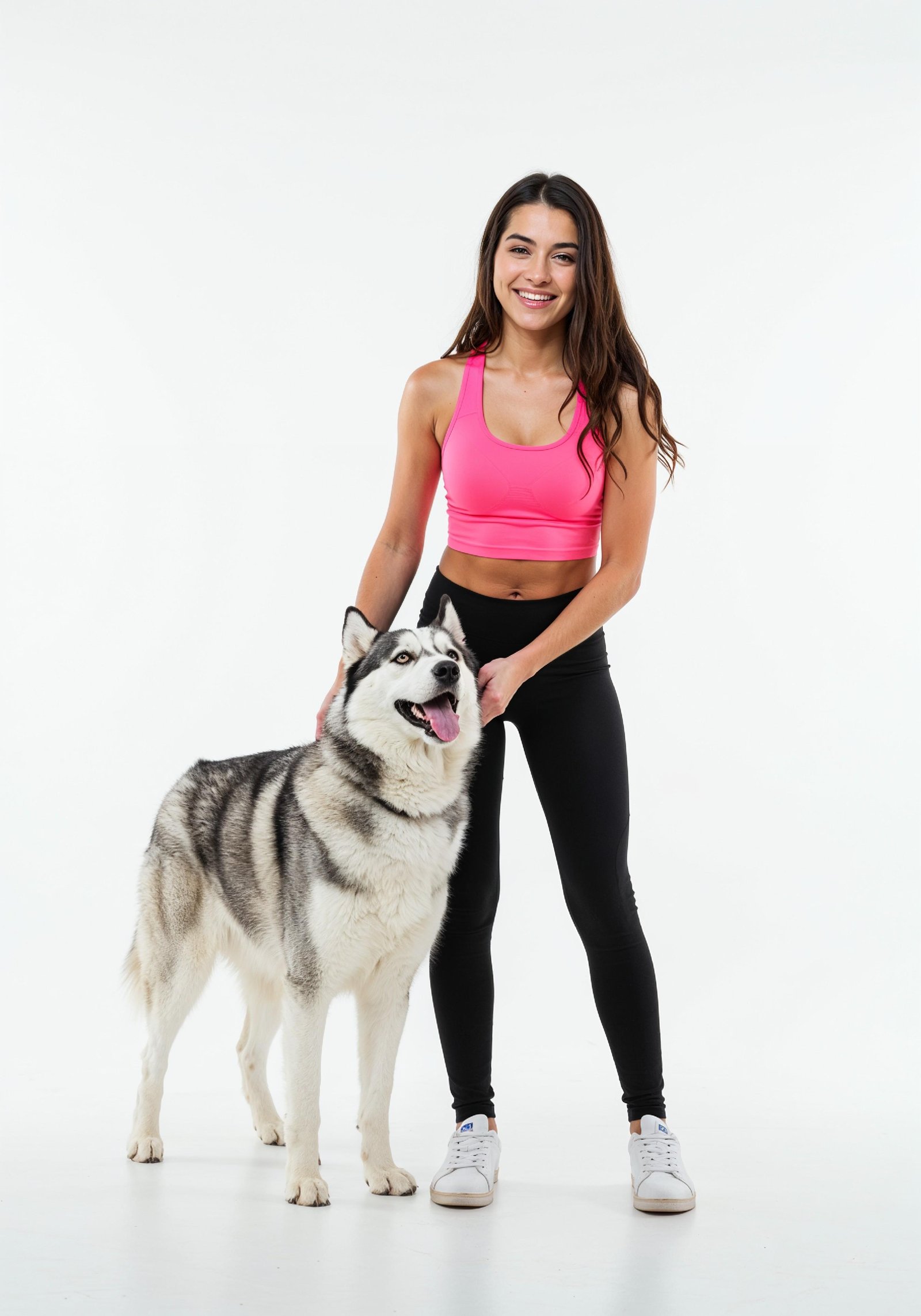Young Woman with Pet Dog Lifestyle Portrait in Casual Fashion and Animal Companion Theme
