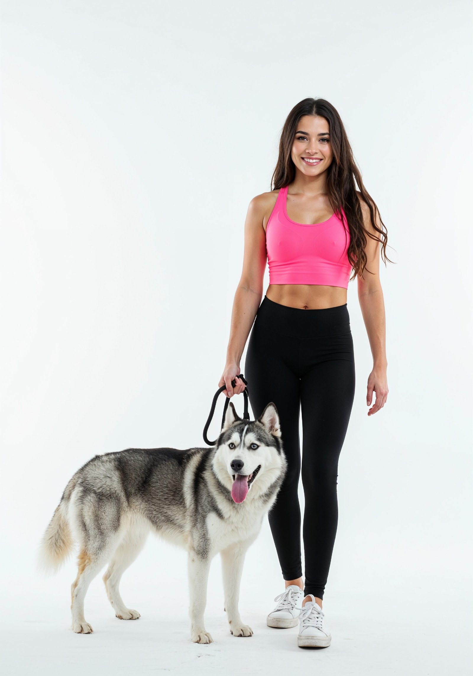 Young Woman with Pet Dog Lifestyle Portrait in Casual Fashion and Animal Companion Theme