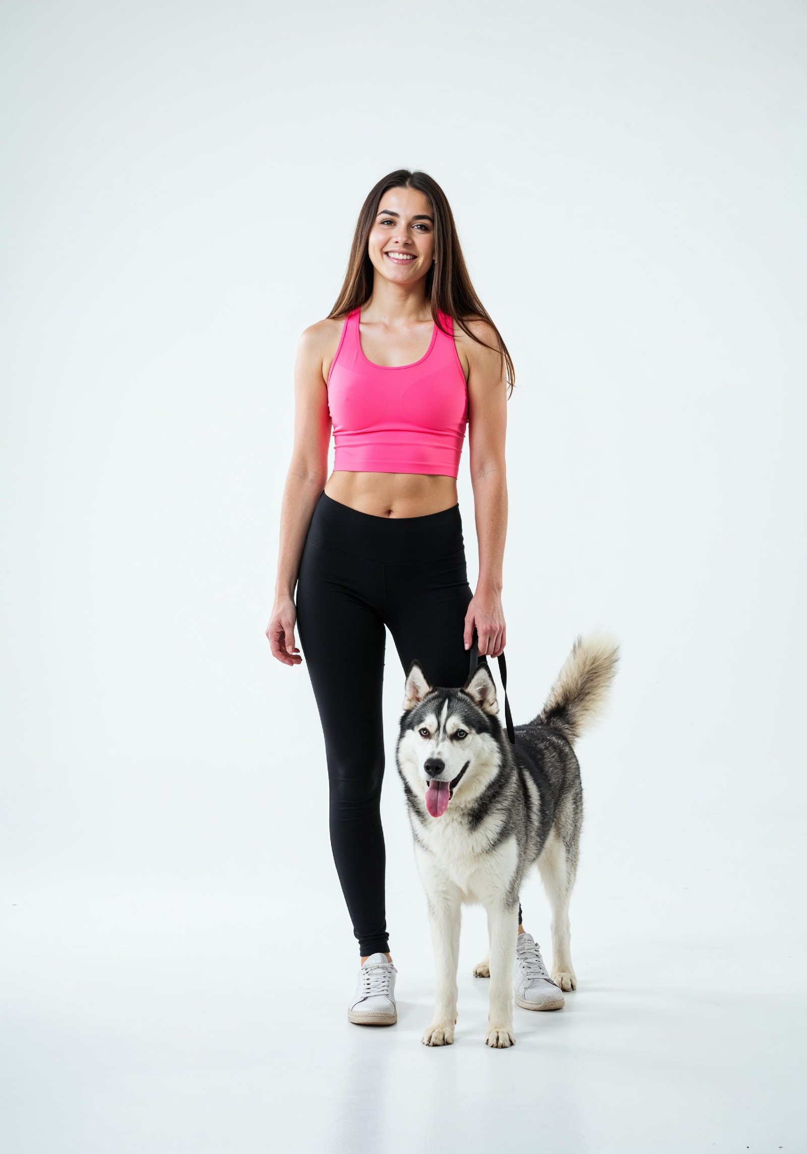 Young Woman with Pet Dog Lifestyle Portrait in Casual Fashion and Animal Companion Theme