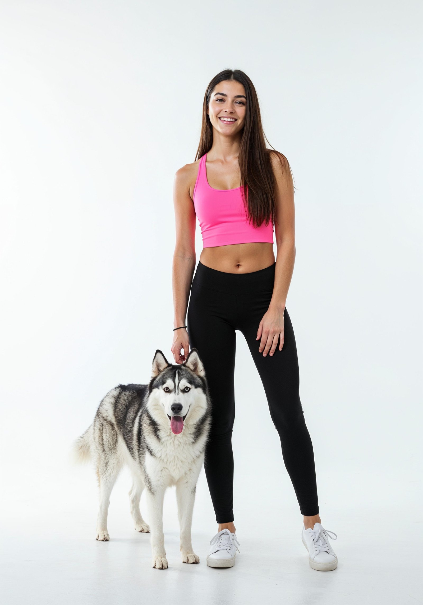 Young Woman with Pet Dog Lifestyle Portrait in Casual Fashion and Animal Companion Theme