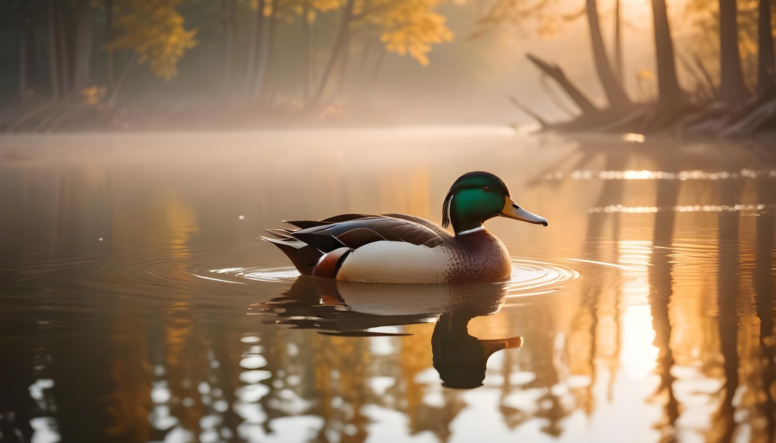 Beautiful Duck Floating on Calm Water in Serene Nature Landscape
