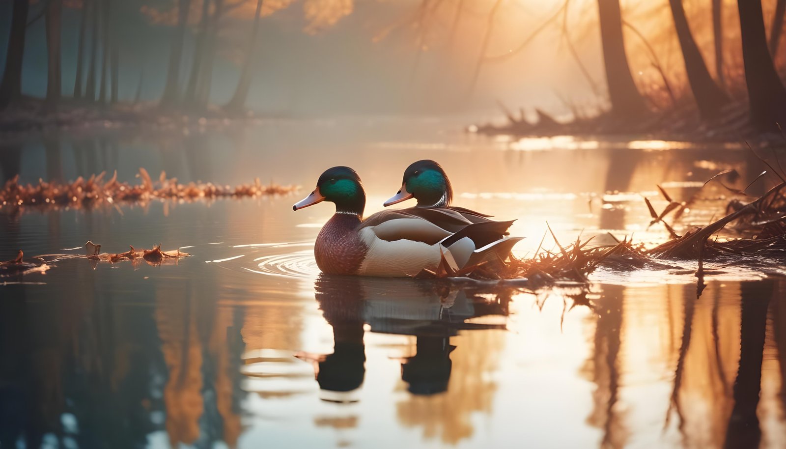 Beautiful Duck Floating on Calm Water in Serene Nature Landscape