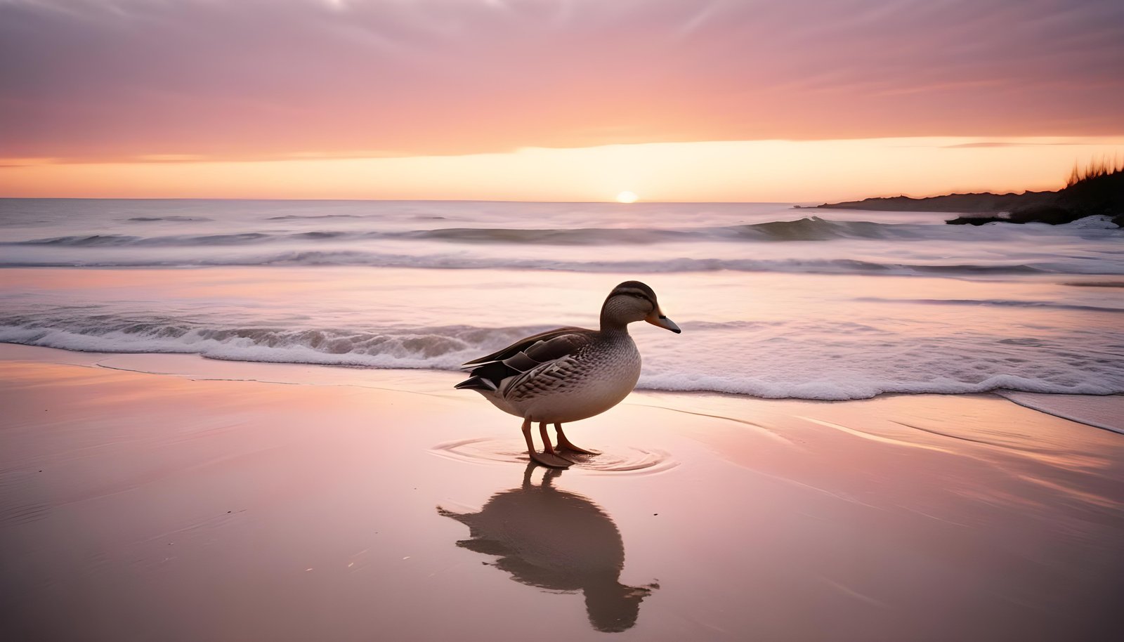Beautiful Duck Floating on Calm Water in Serene Nature Landscape