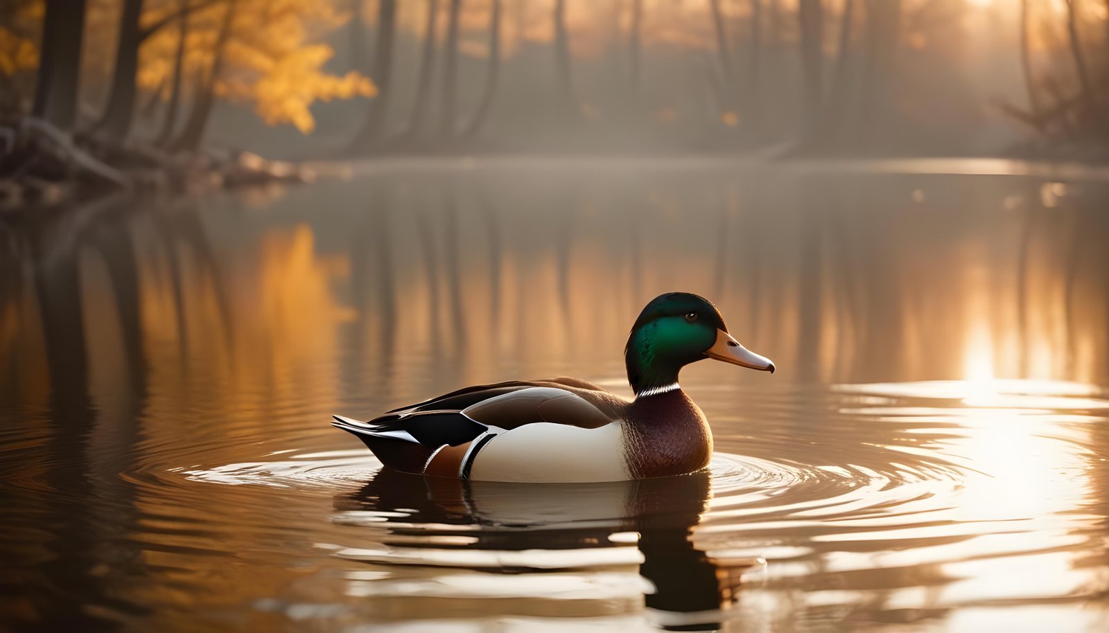 Beautiful Duck Floating on Calm Water in Serene Nature Landscape