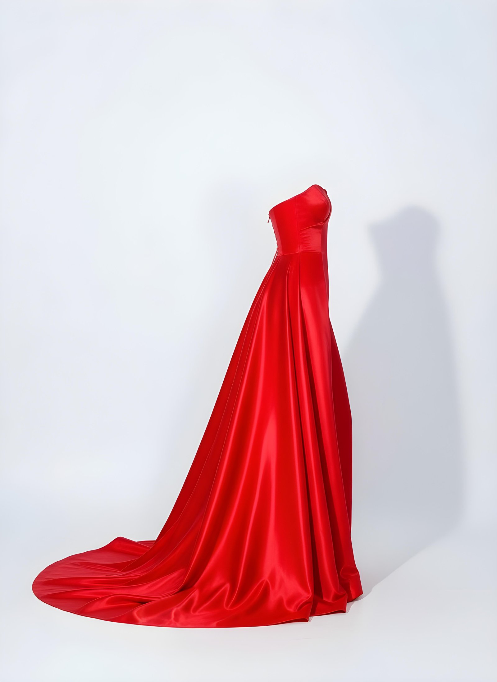 Beautiful Young Woman Wearing Elegant Red Dress Isolated on White Background