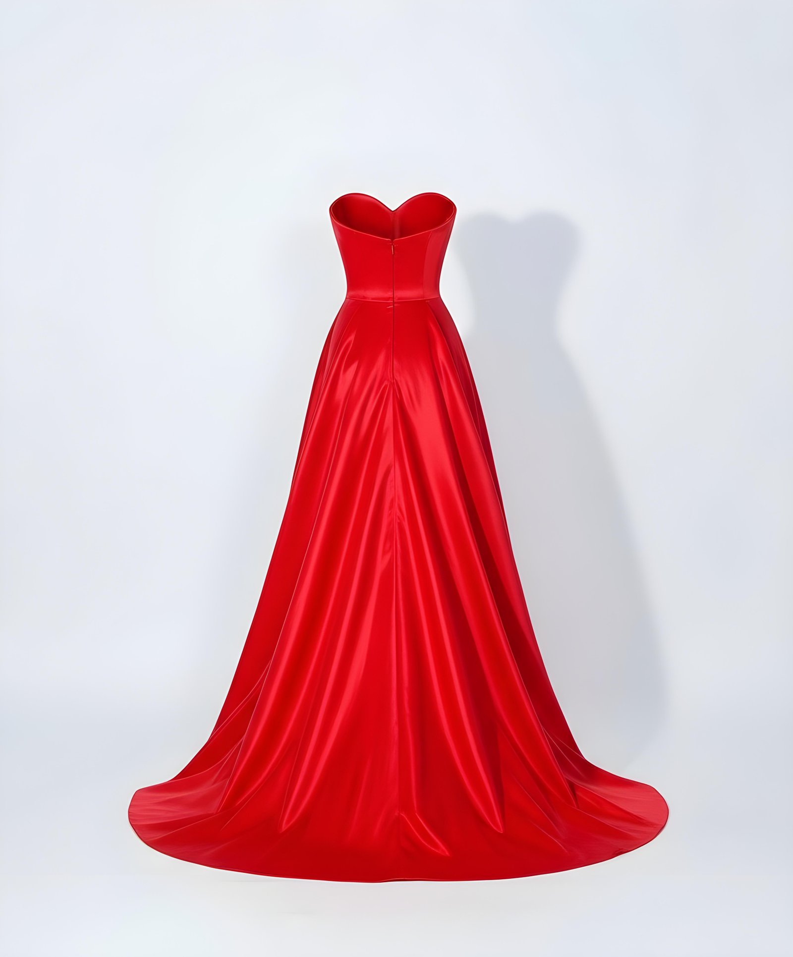 Beautiful Young Woman Wearing Elegant Red Dress Isolated on White Background