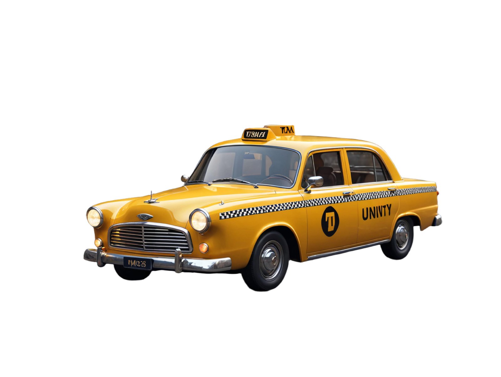 Classic Yellow Taxi Car Isolated on White Background