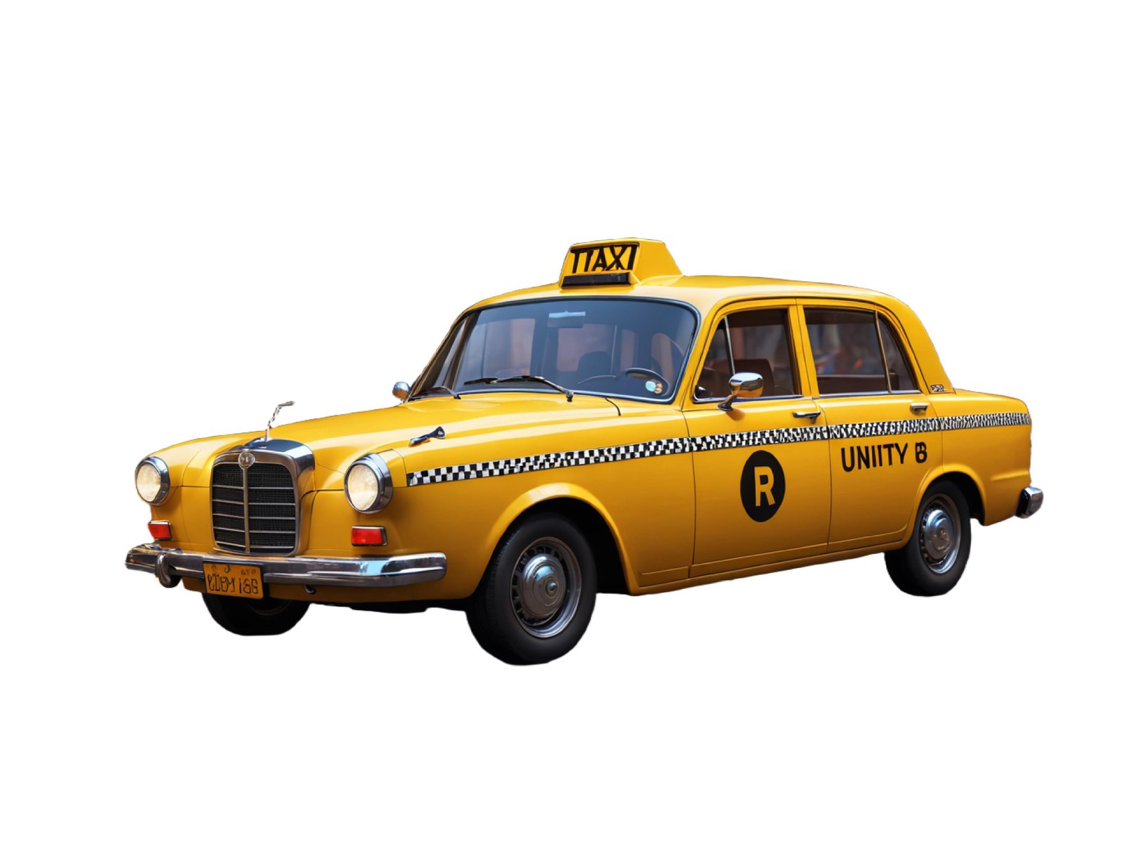 Classic Yellow Taxi Car Isolated on White Background