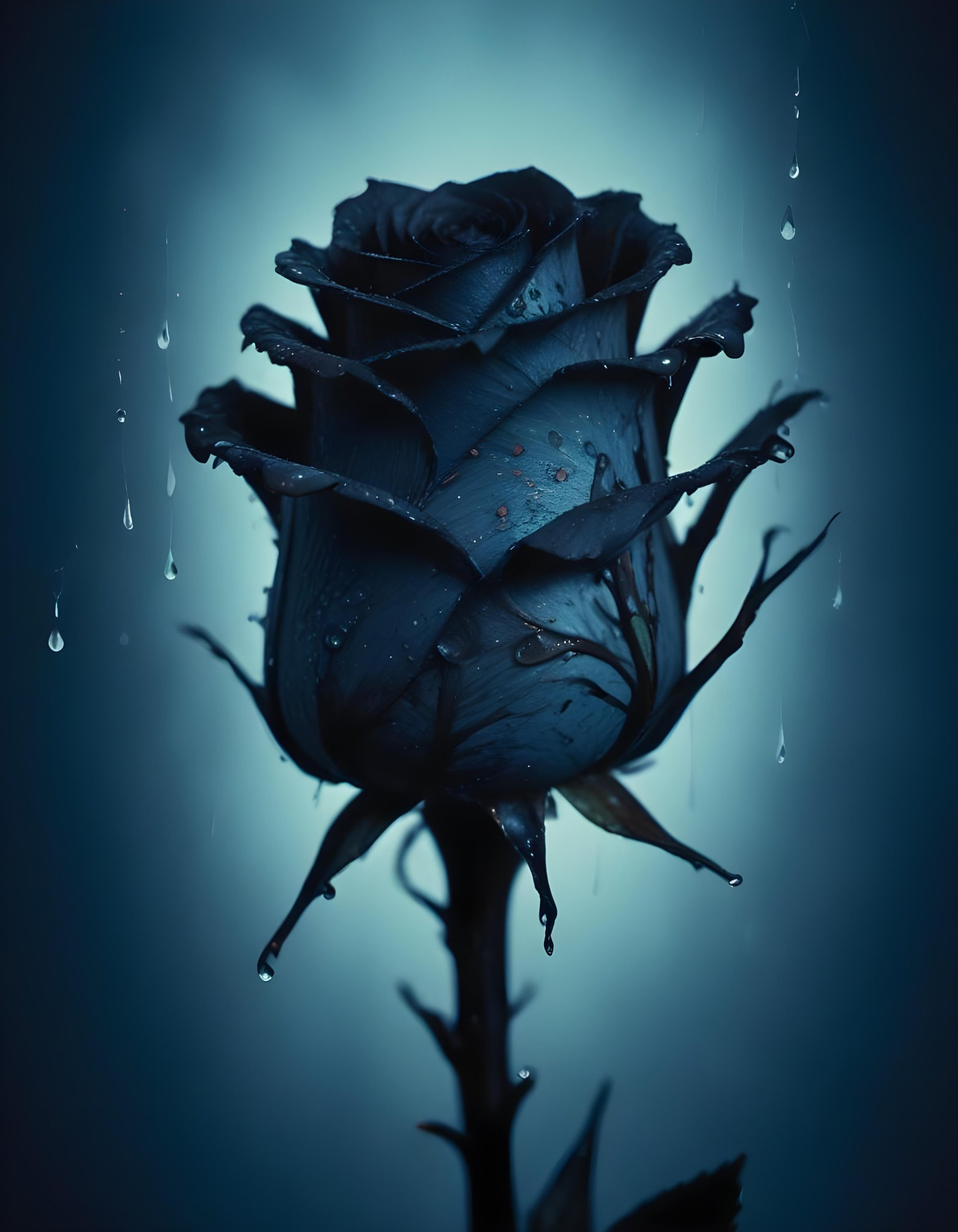 Dark Romantic Rose Flower Artwork with Dramatic Lighting and Moody Background