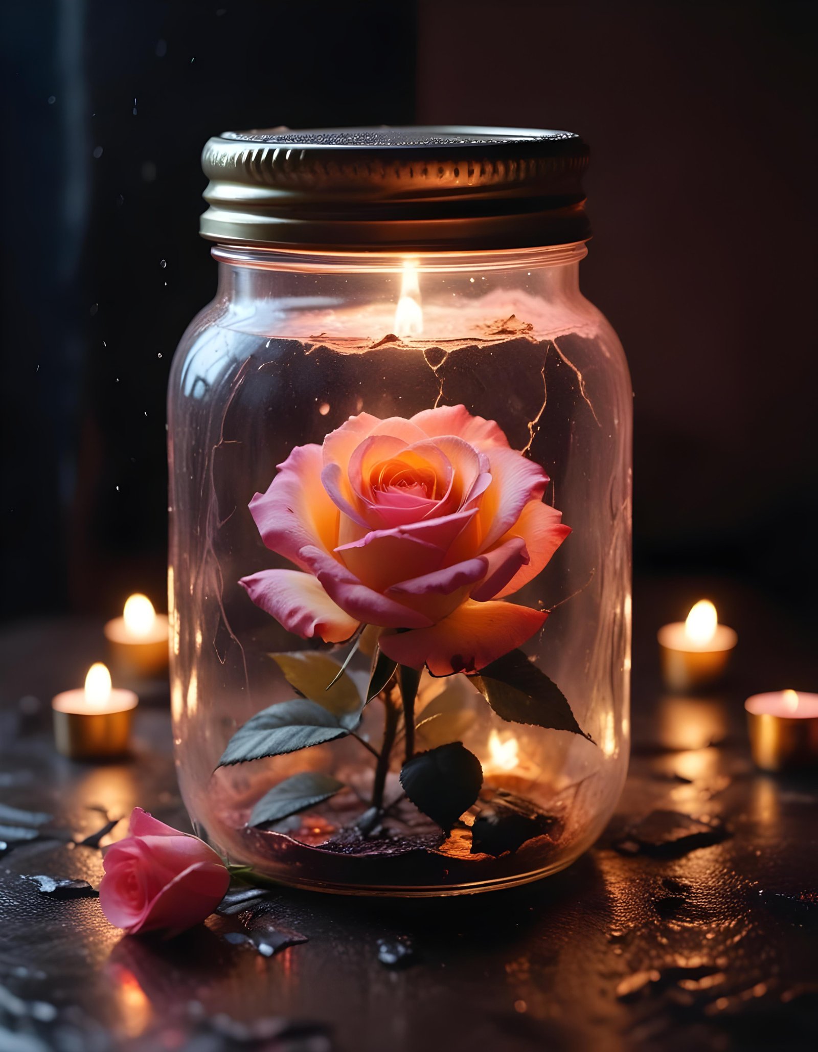 Dark Romantic Rose Flower Artwork with Dramatic Lighting and Moody Background