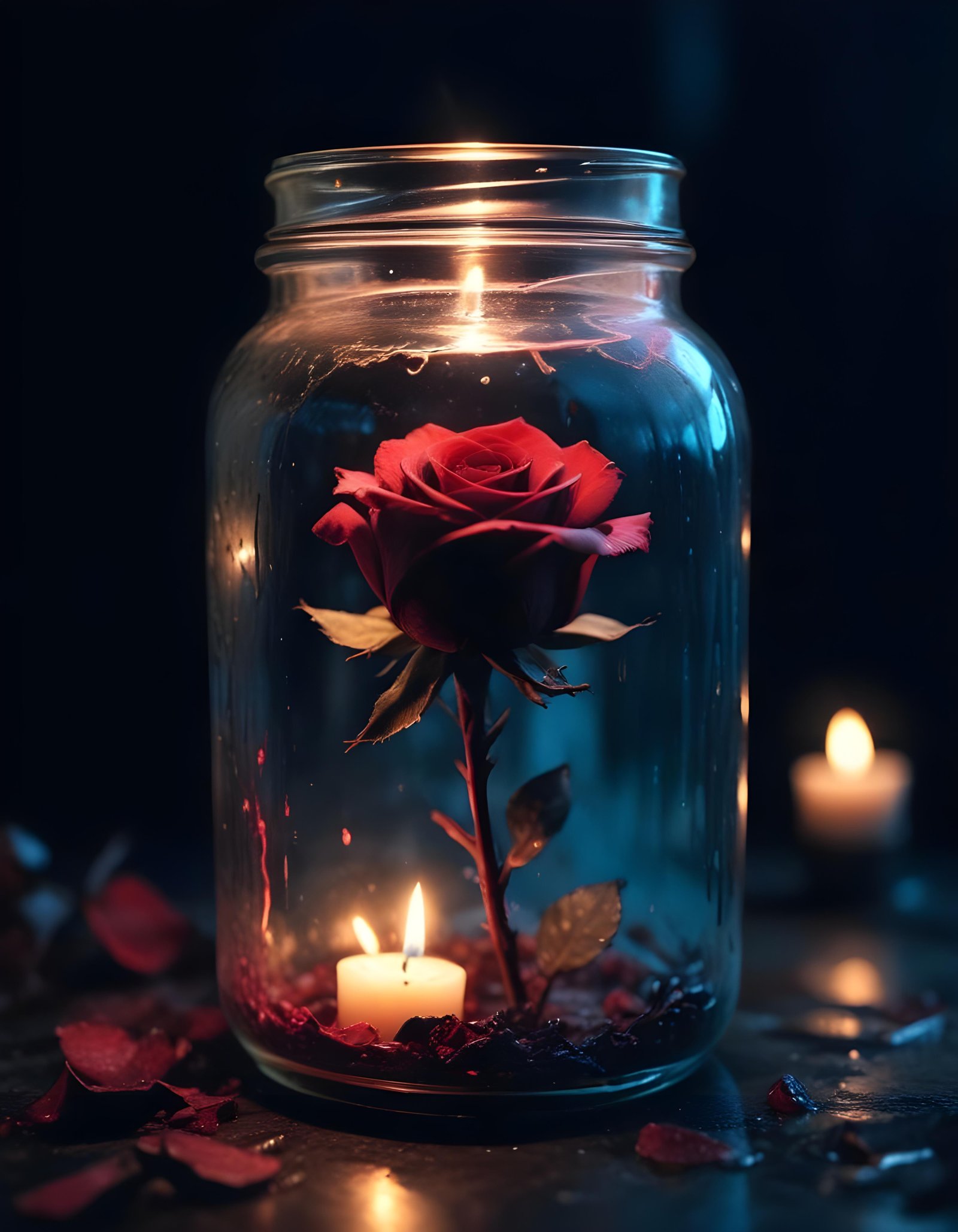 Dark Romantic Rose Flower Artwork with Dramatic Lighting and Moody Background